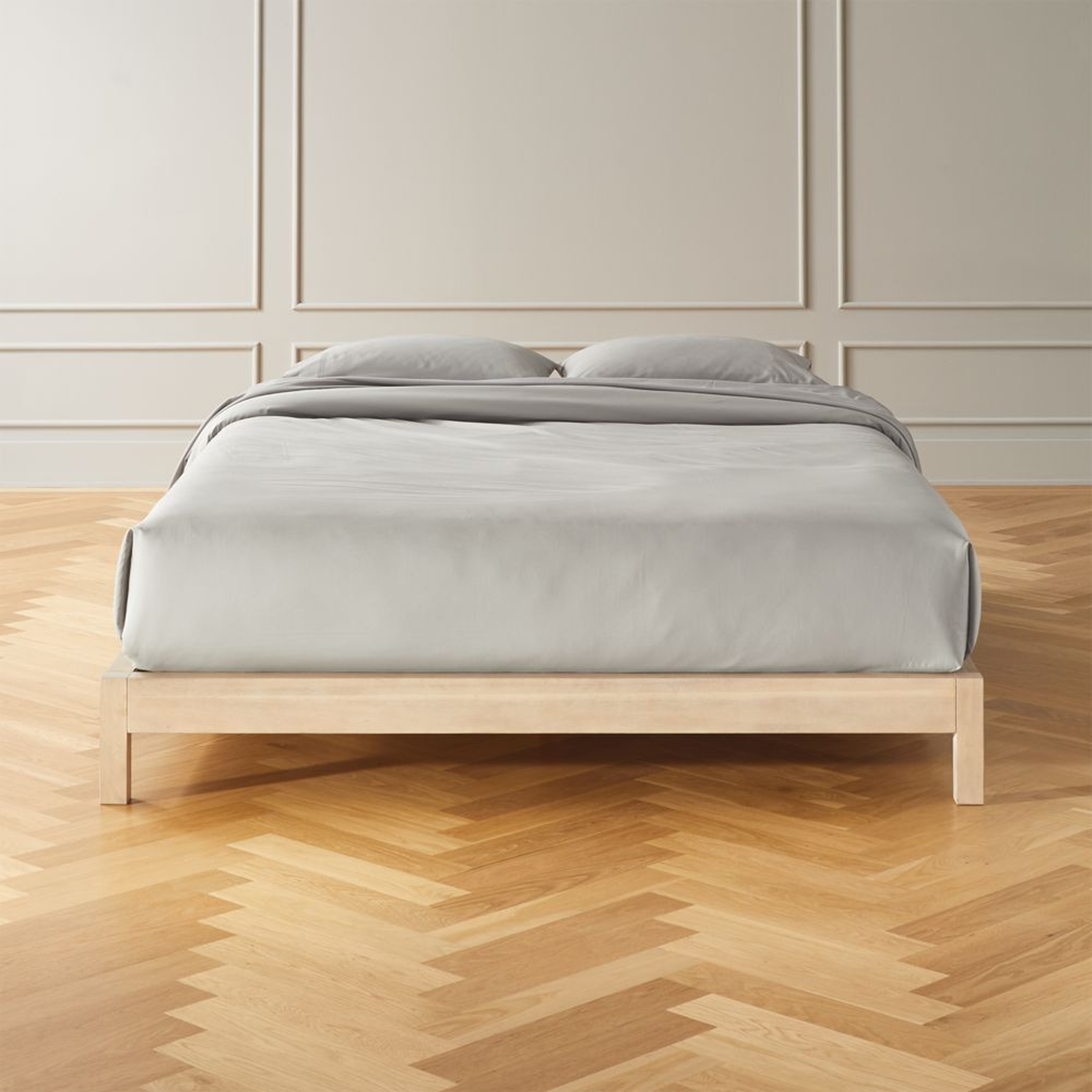 Simple Whitewash Bed Base Queen - CB2