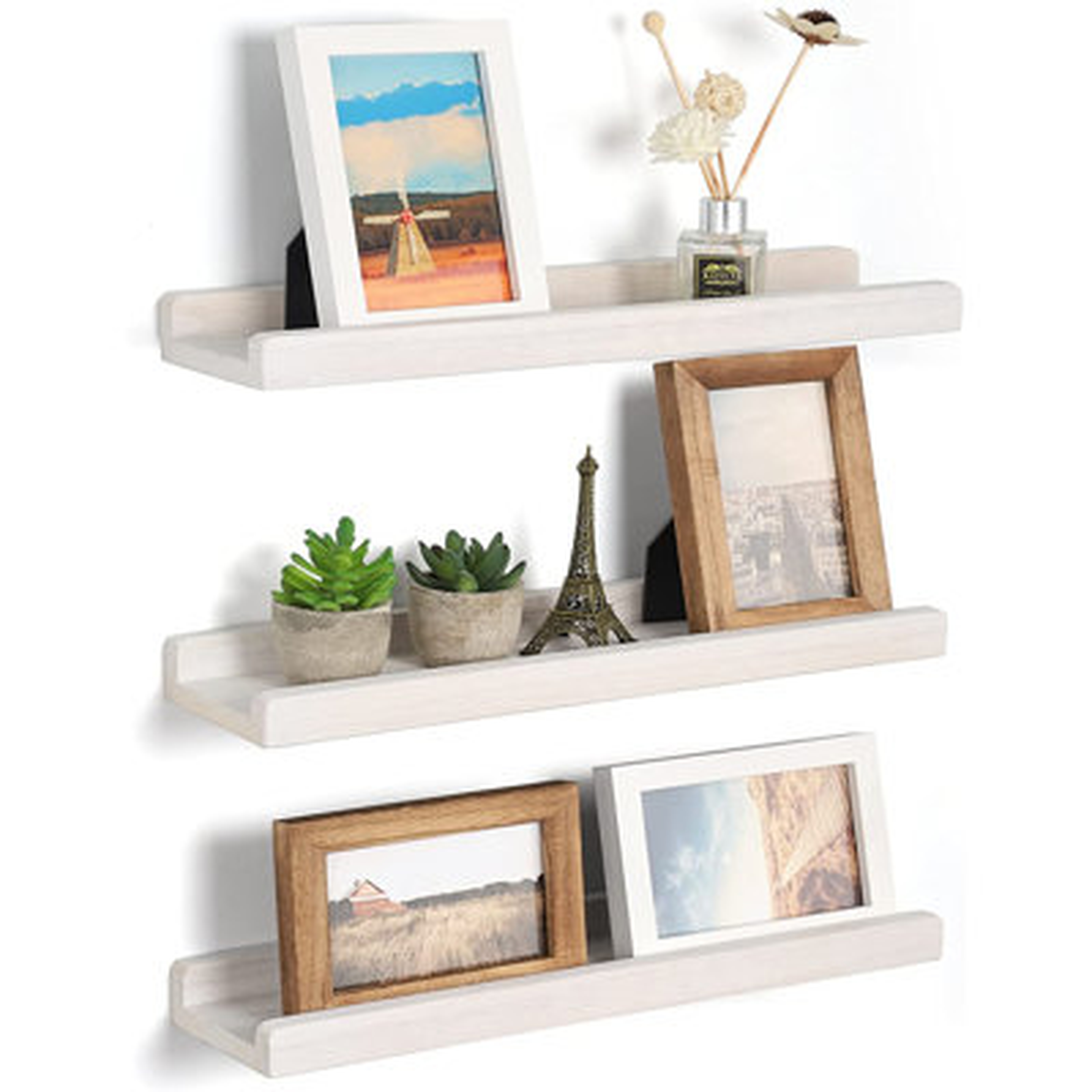 Wall Shelves With Ledge 16.9 Inch Wood Picture Shelf Rustic Floating Shelves Set Of 3 For Storage And Display Carbonized - Wayfair