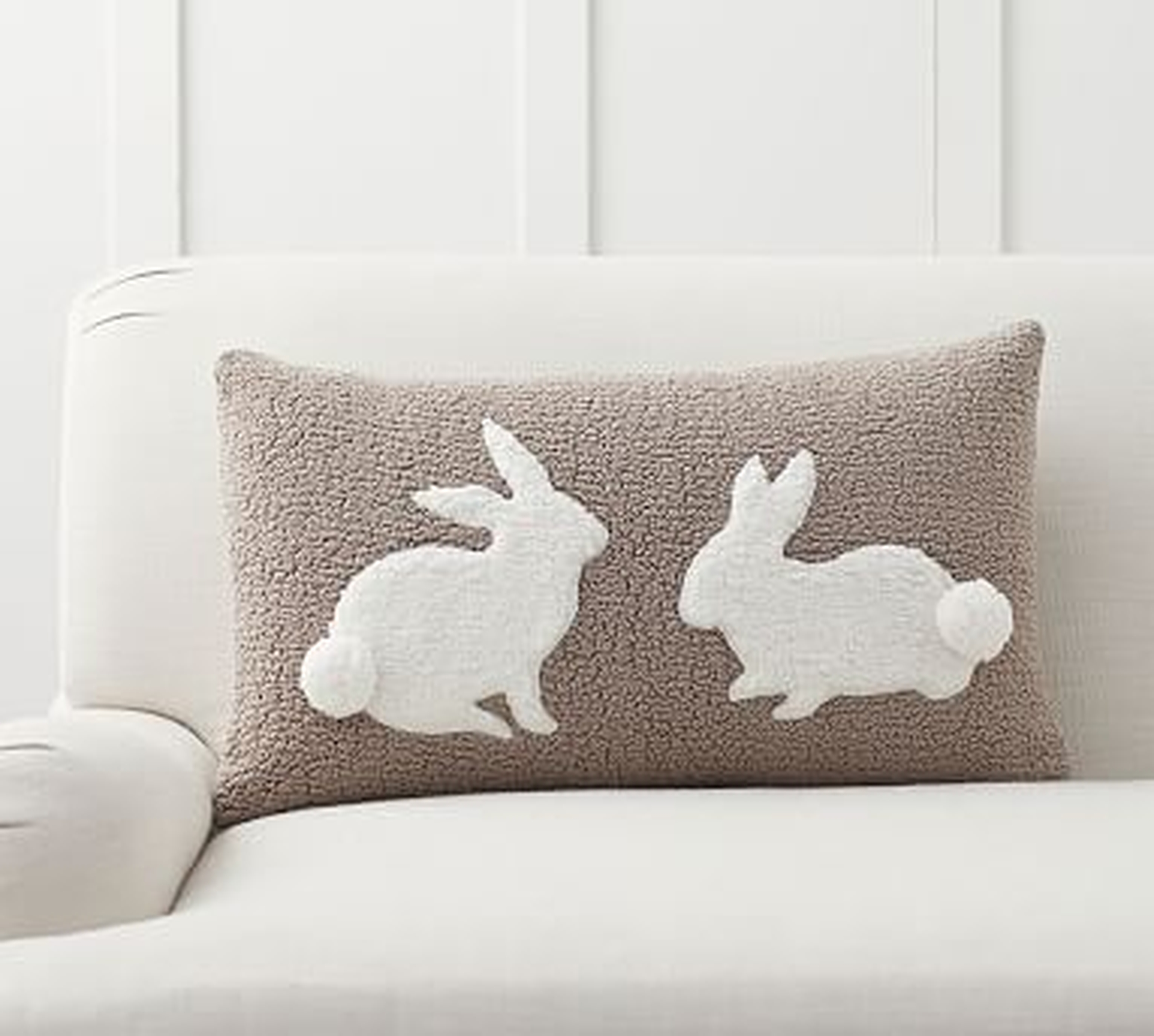 Pom Pom Bunny Pillow Cover, 16 x 26", Neutral Multi - Pottery Barn