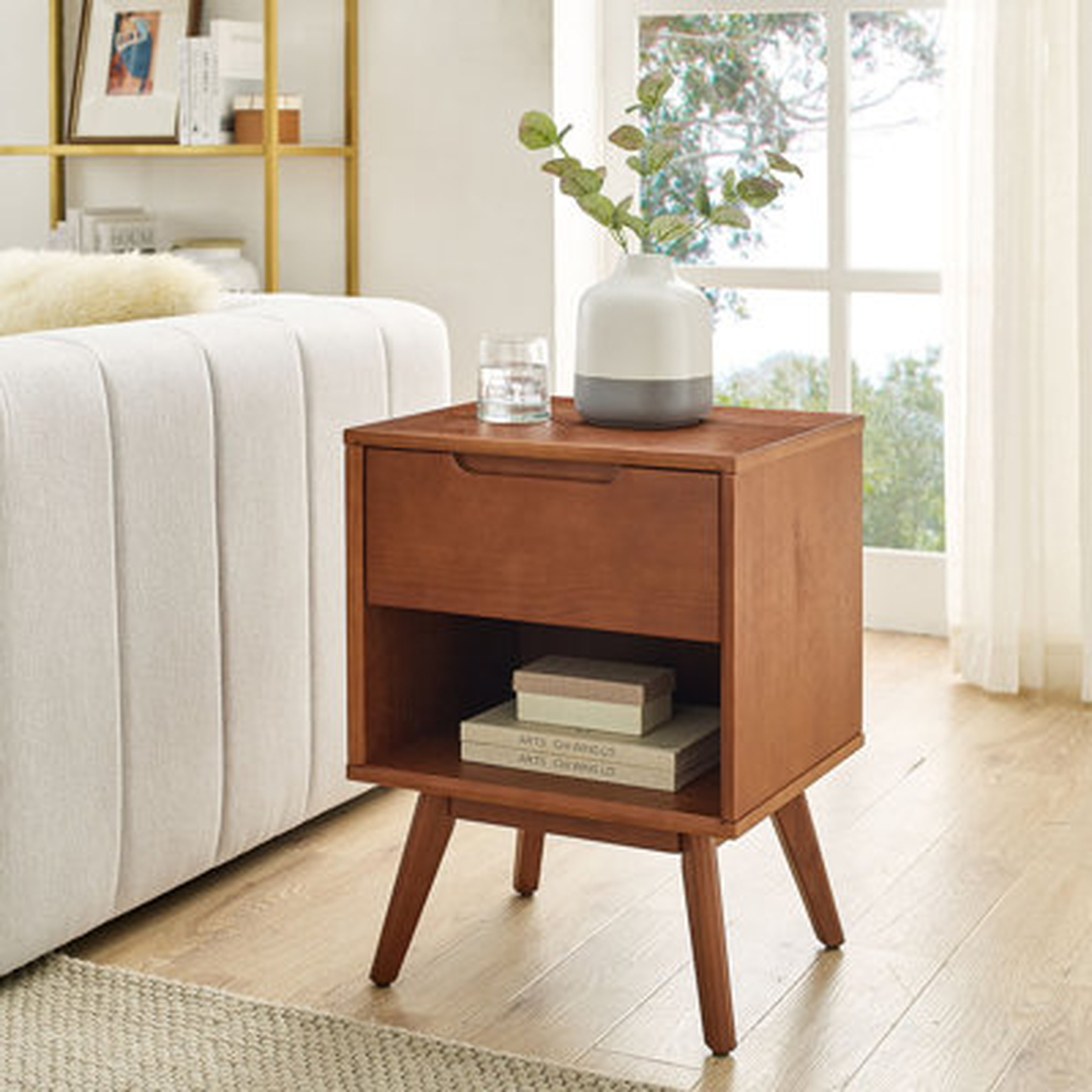 Hillenbrand 1 - Drawer Nightstand in Dark Walnut - Wayfair