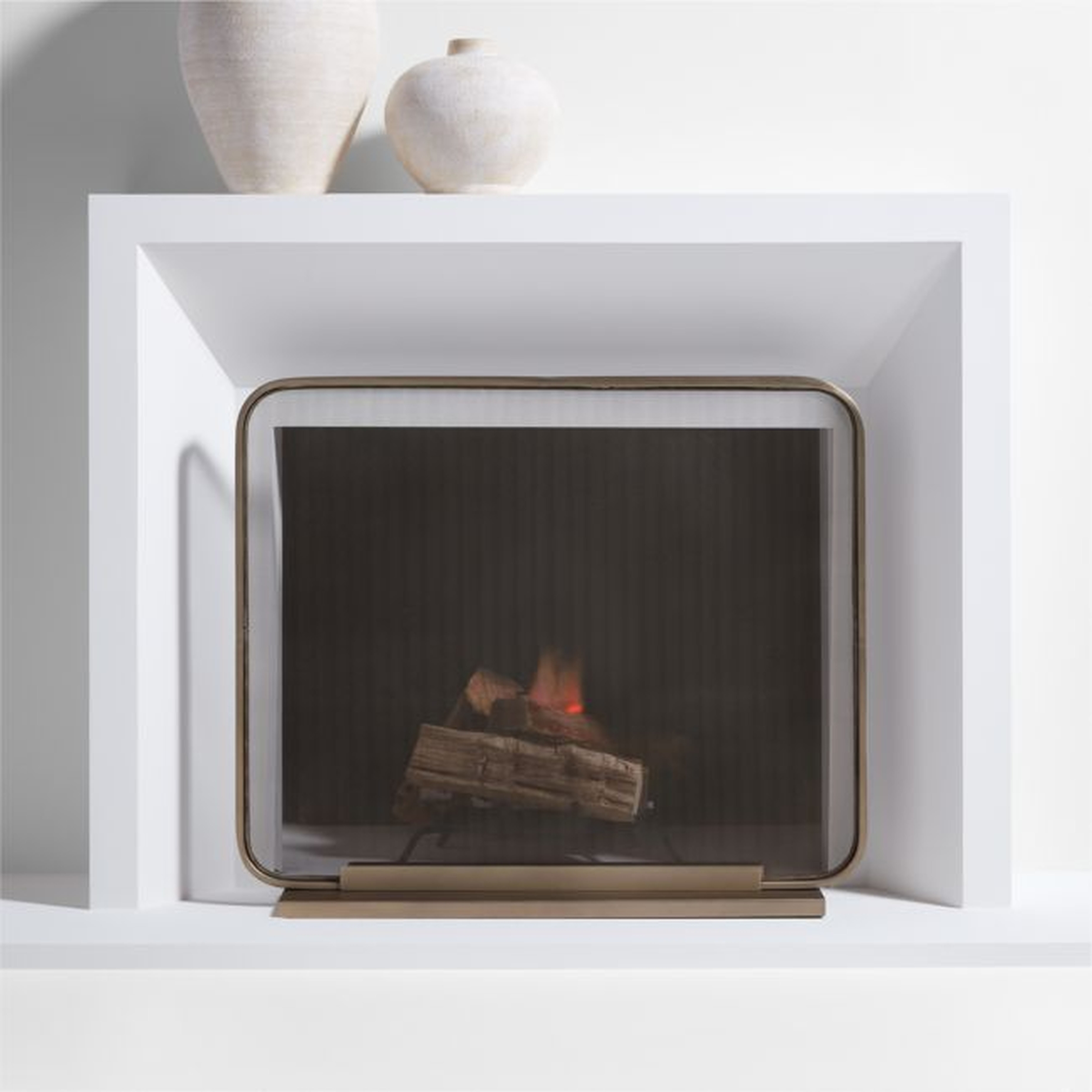 Telum Brass Fireplace Screen - Crate and Barrel