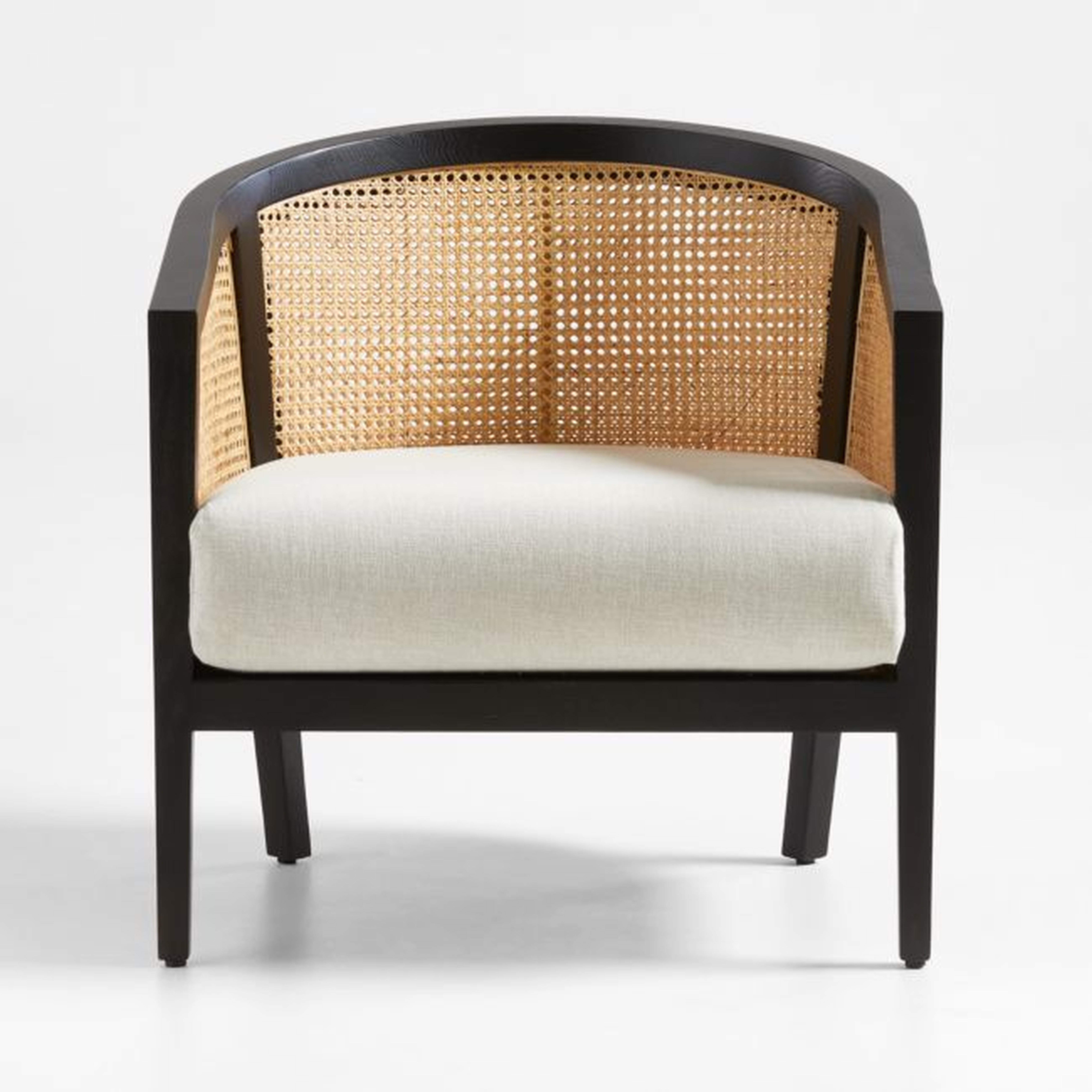 Ankara Black Cane Chair with Ivory Cushion - Crate and Barrel