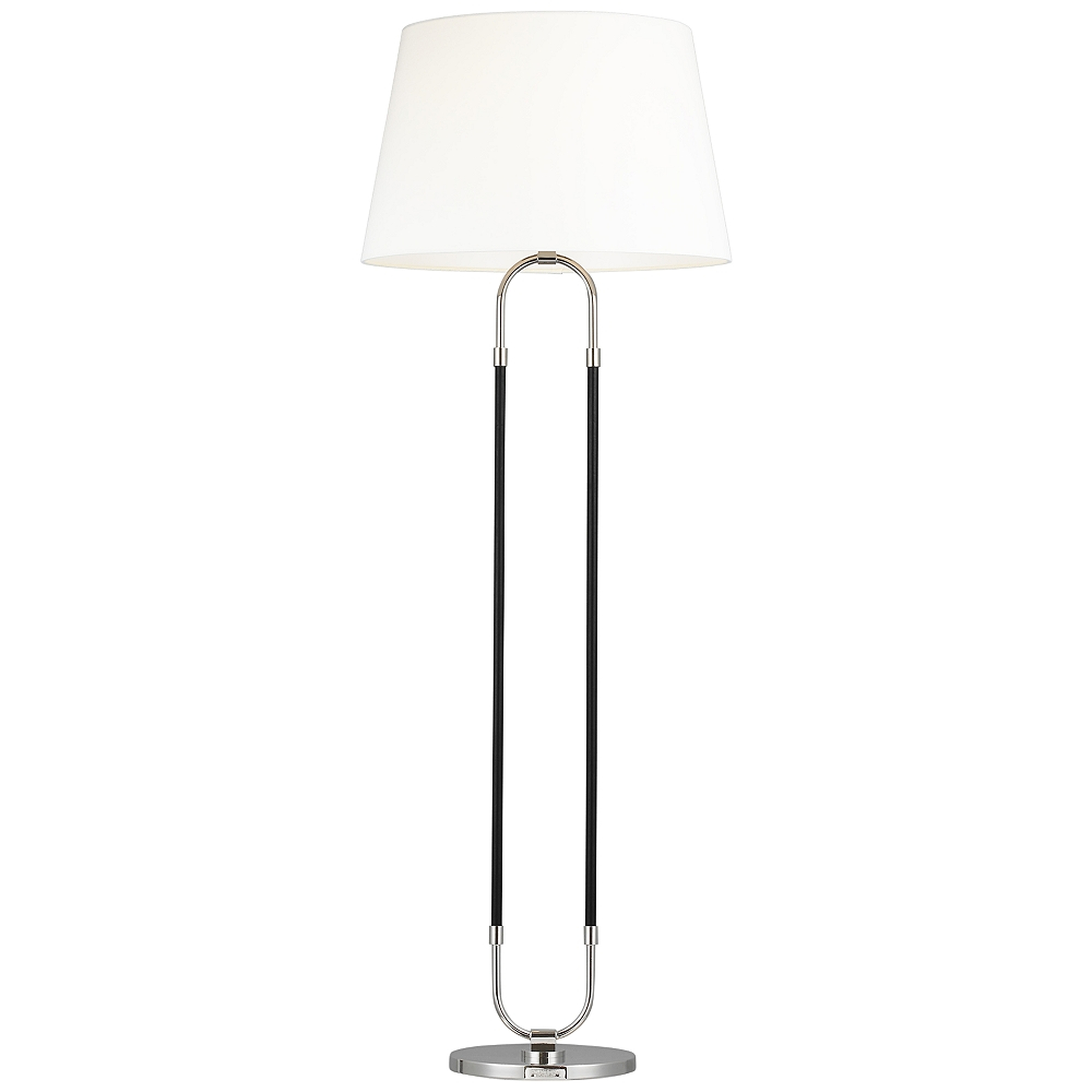 Katie Polished Nickel and Black Leather LED Floor Lamp - Style # 97F10 - Lamps Plus