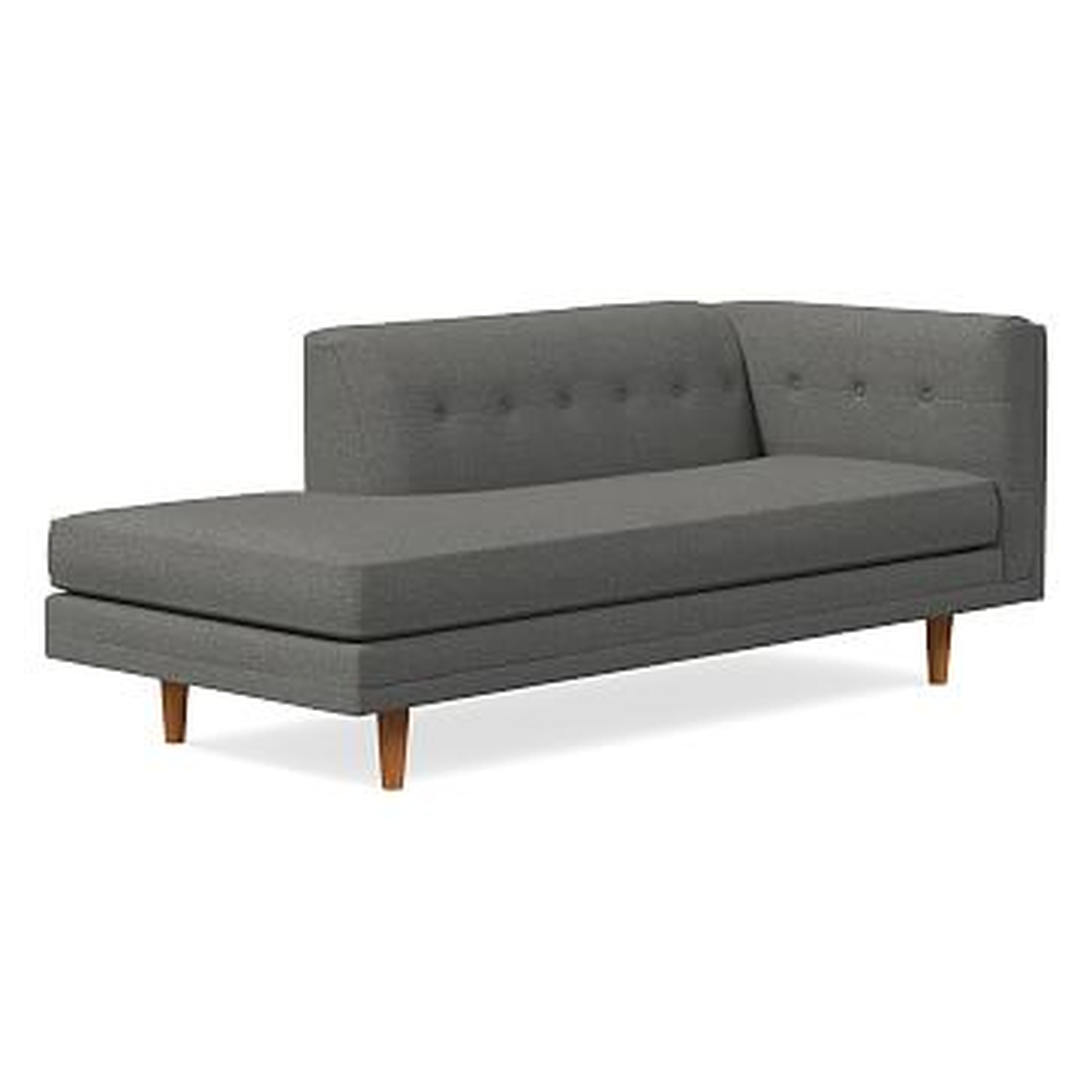 Bradford Right Arm Chaise Lounger, Chenille Tweed, Pewter, Pecan - West Elm