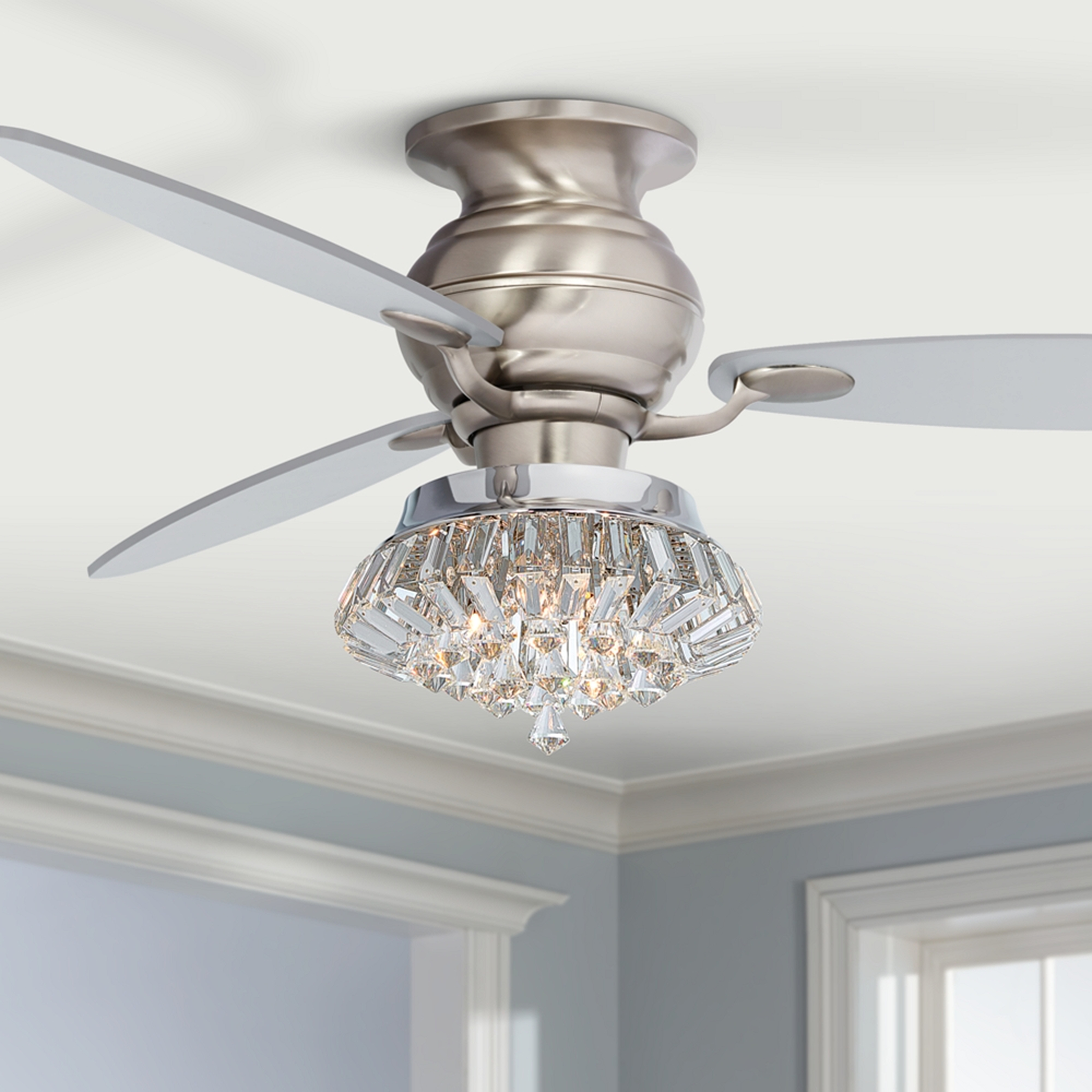 60" Spyder Deco Crystal LED Hugger Ceiling Fan - Style # 64T90 - Lamps Plus