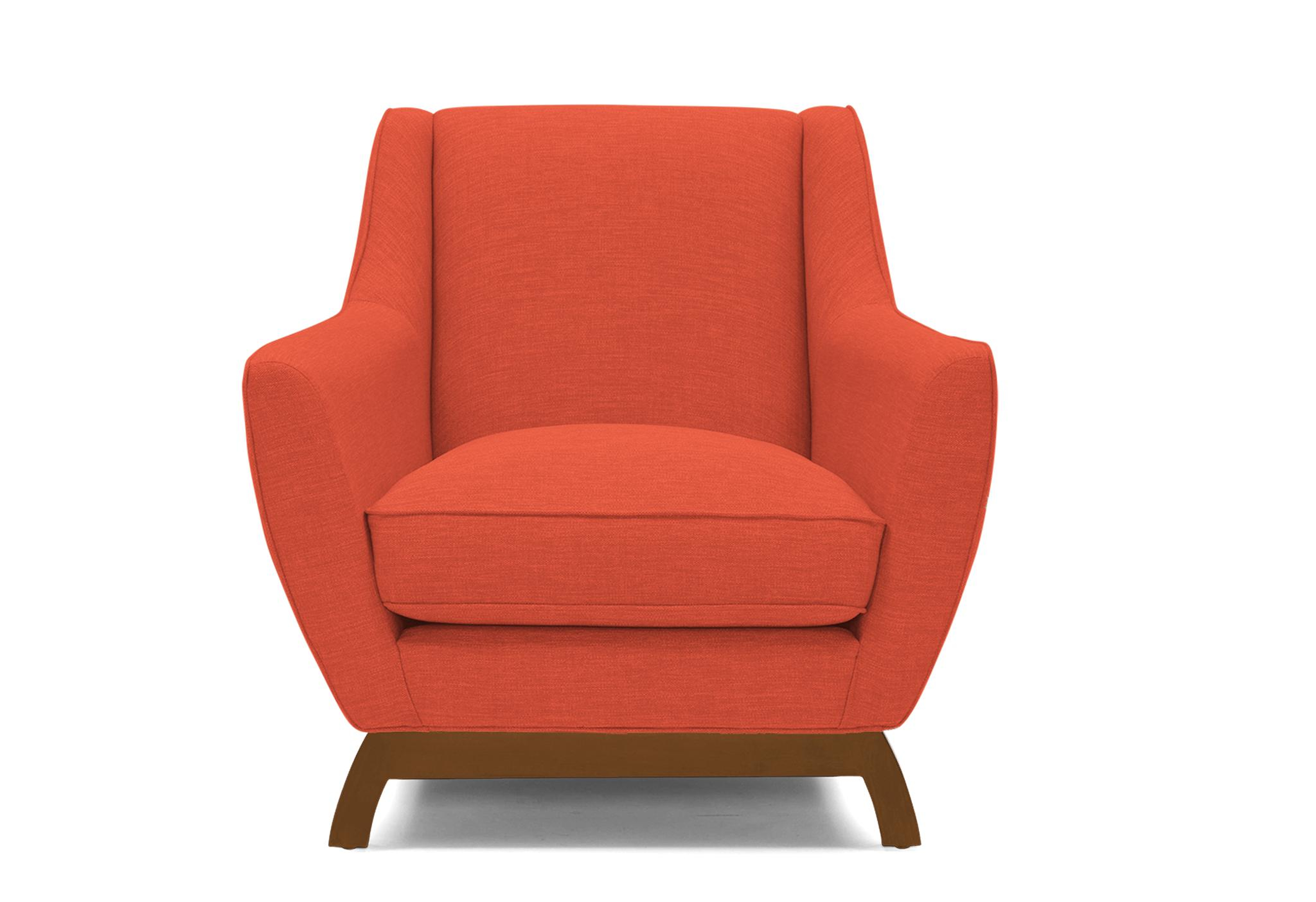 Orange Owen Mid Century Modern Chair - Key Largo Coral - Mocha - Joybird