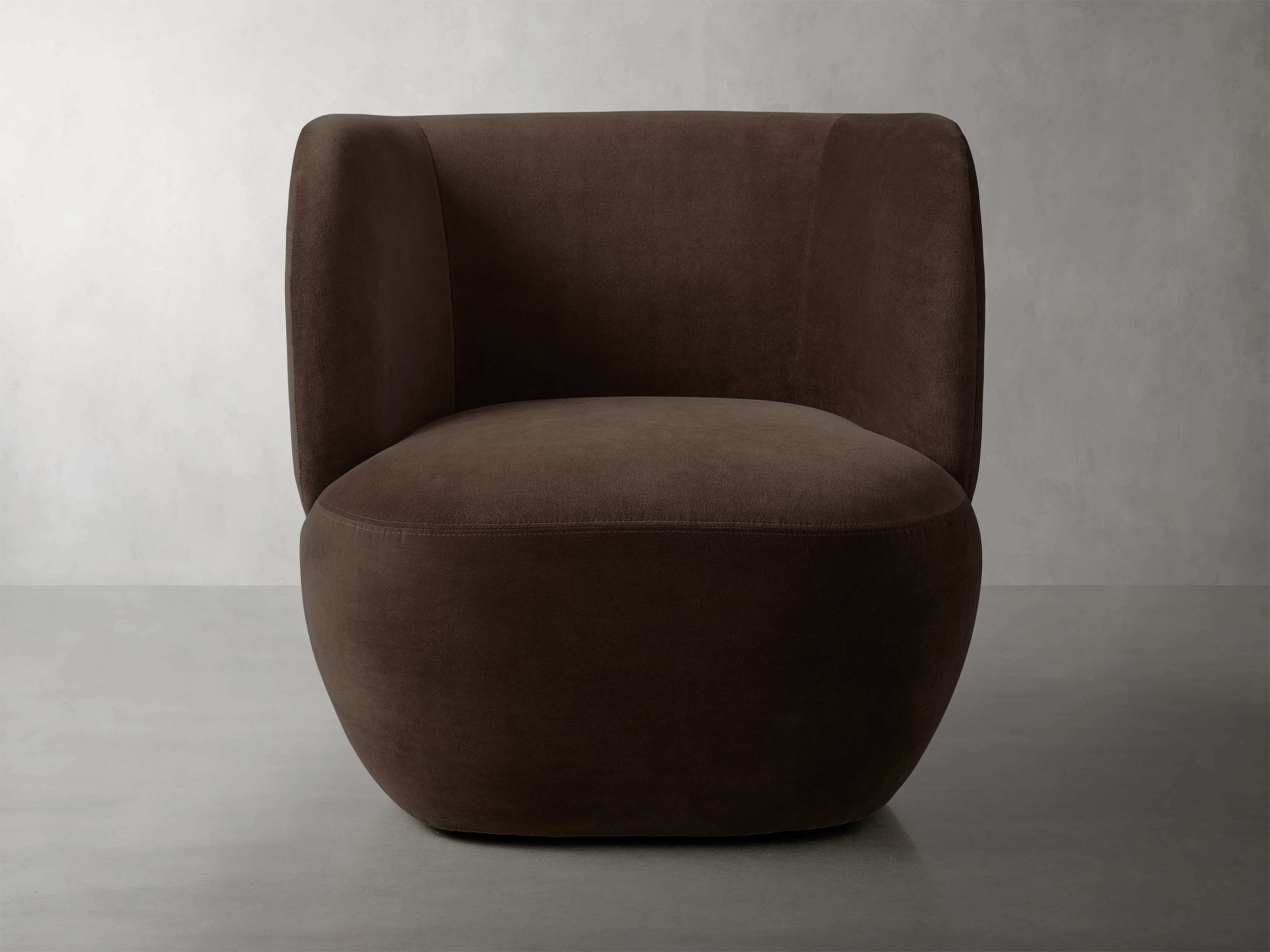 Lenny Swivel Chair in Upholstered Brown  Banks Mocha - Arhaus