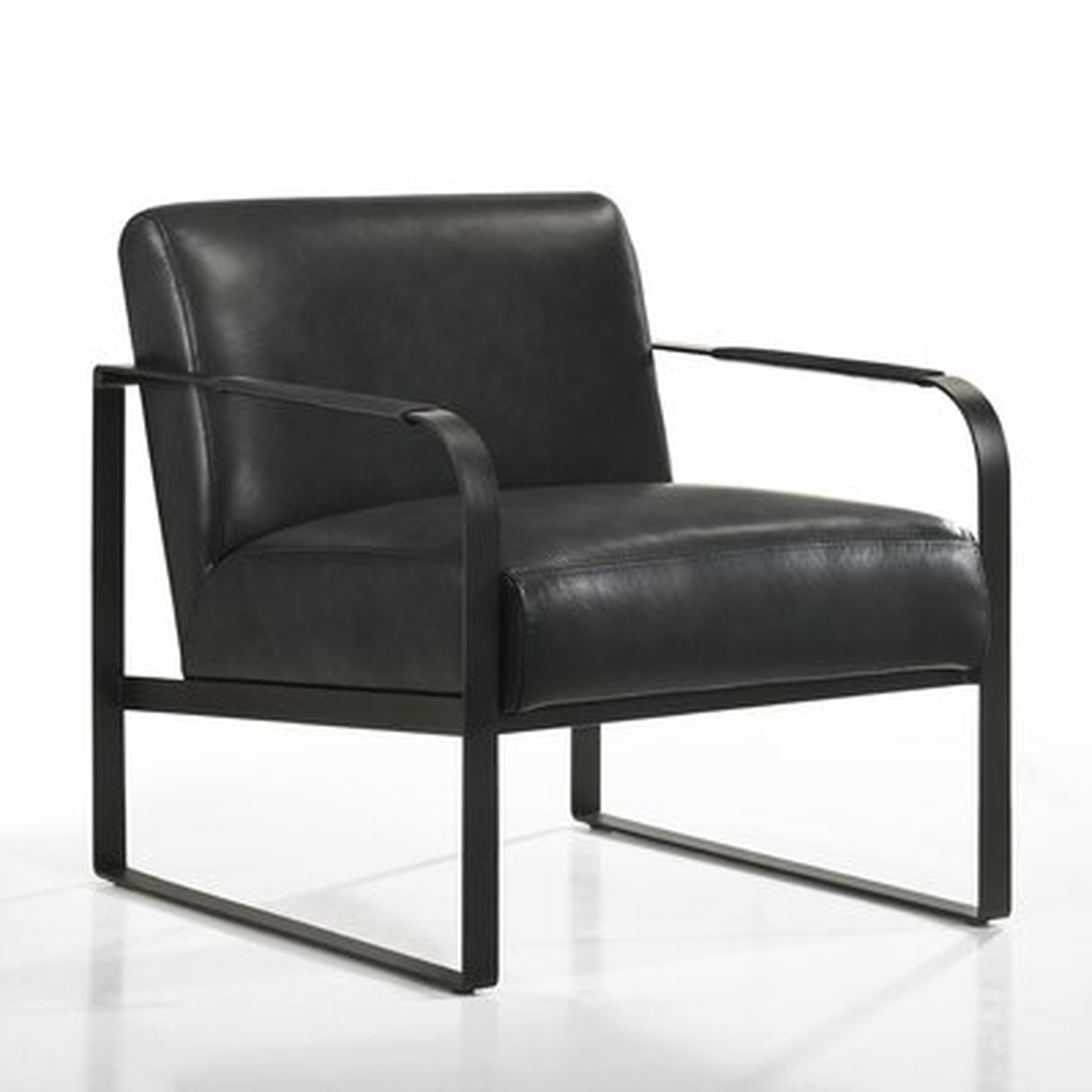Mason Lounge Accent Chair in , Black Genuine Leather - Wayfair