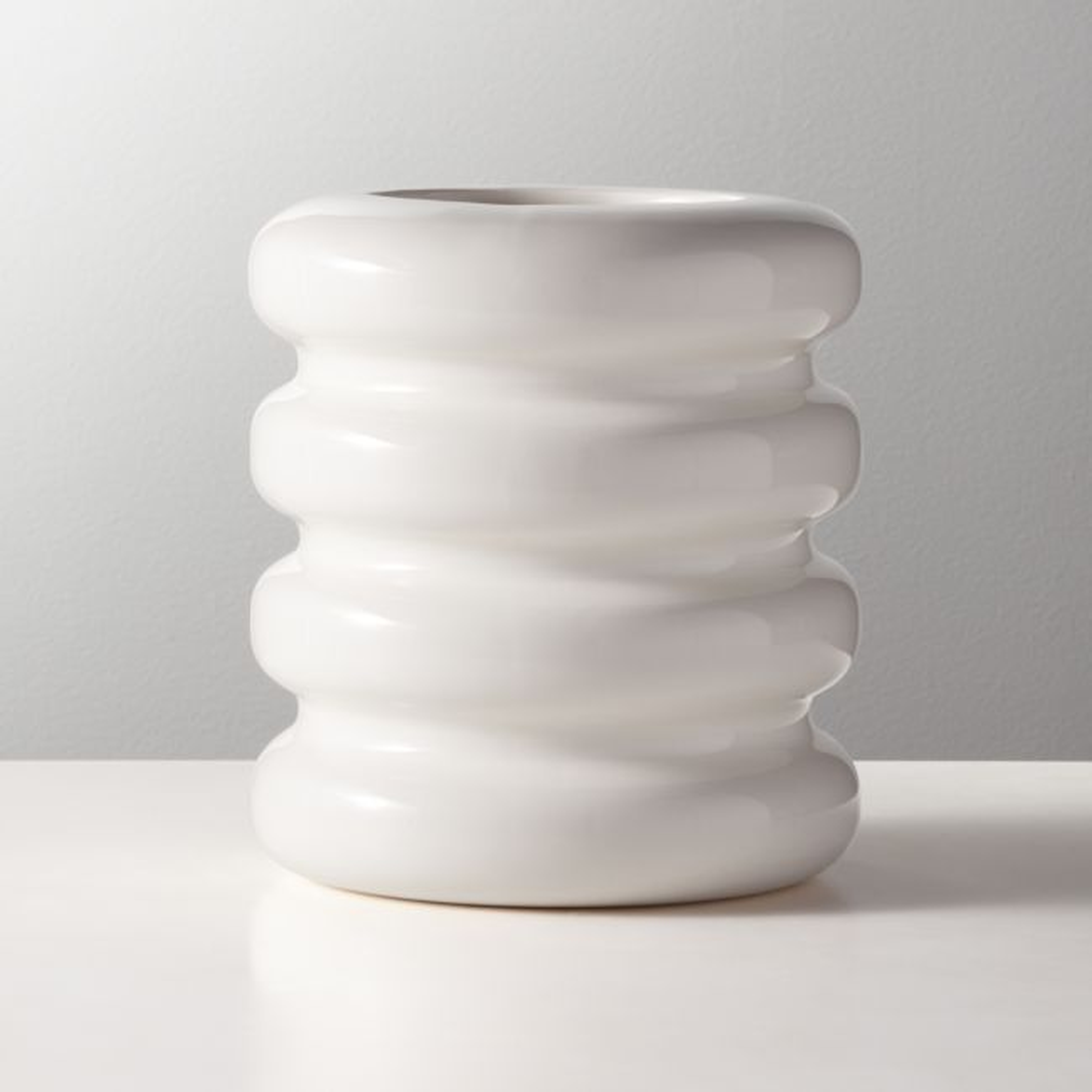 Tier Shiny White Vase - CB2