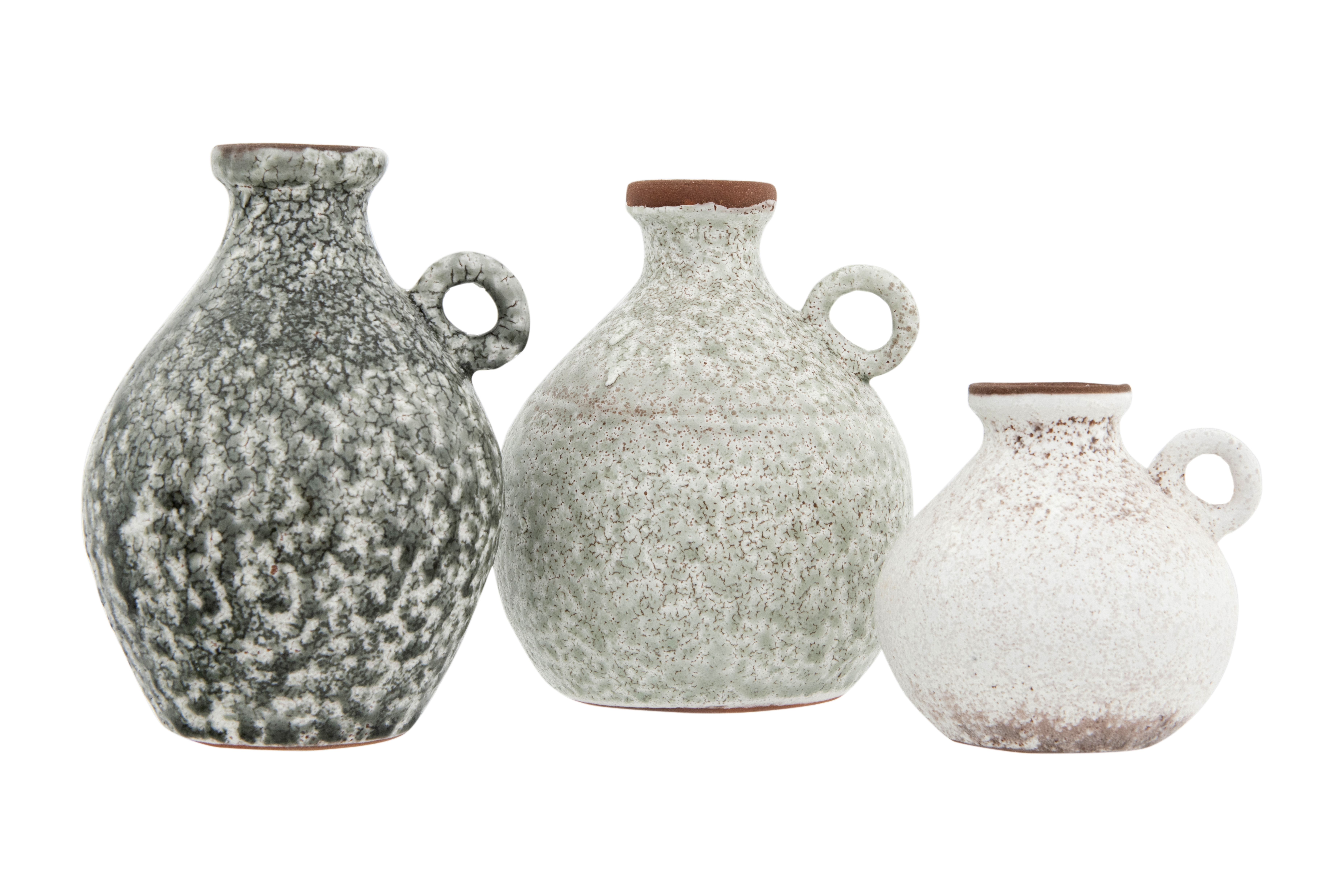 Distressed Grey Terracotta Vases with Reactive Glaze Finish (Set of 3 Sizes) - Nomad Home