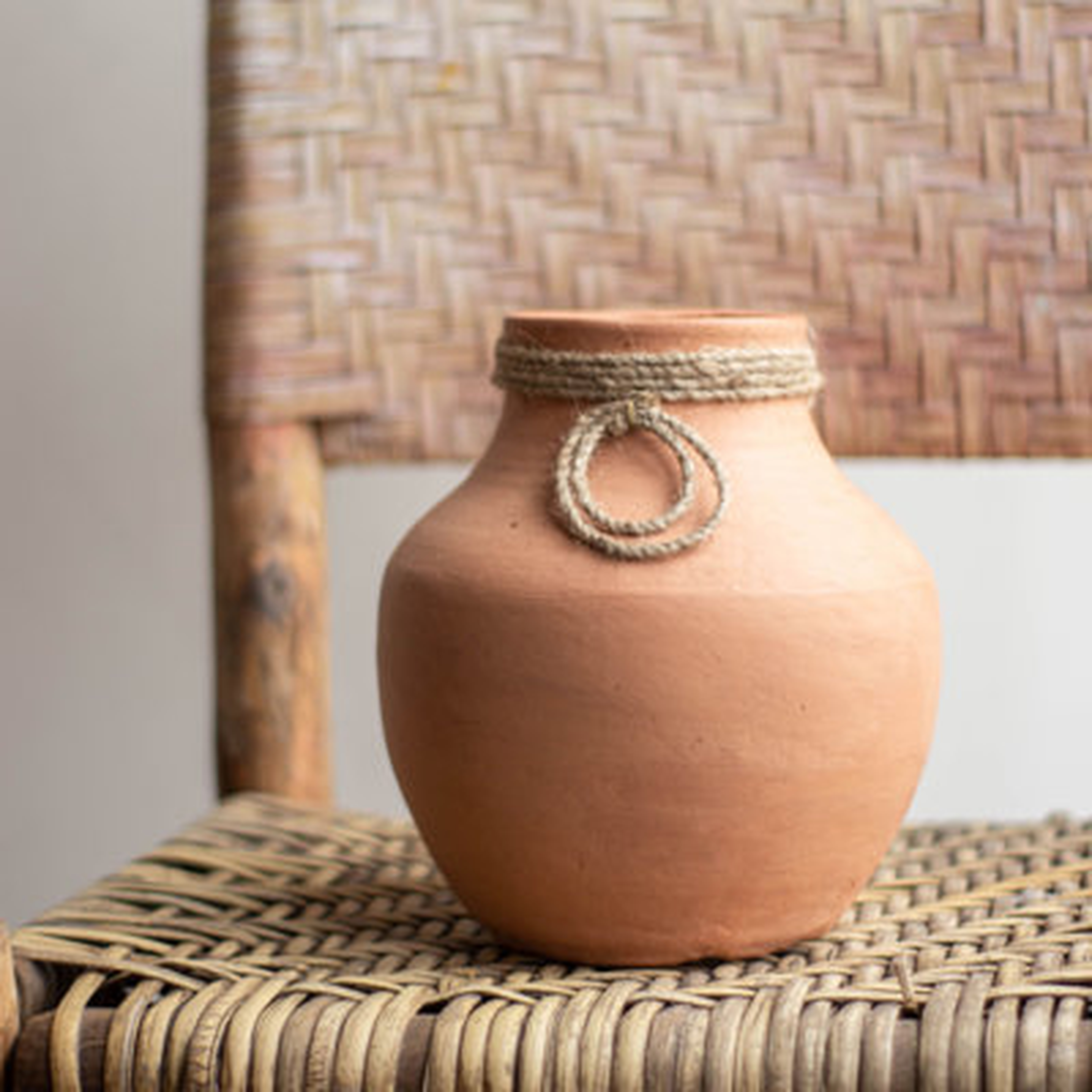 Gracie Oaks Terracotta & Jute Vase - Wayfair