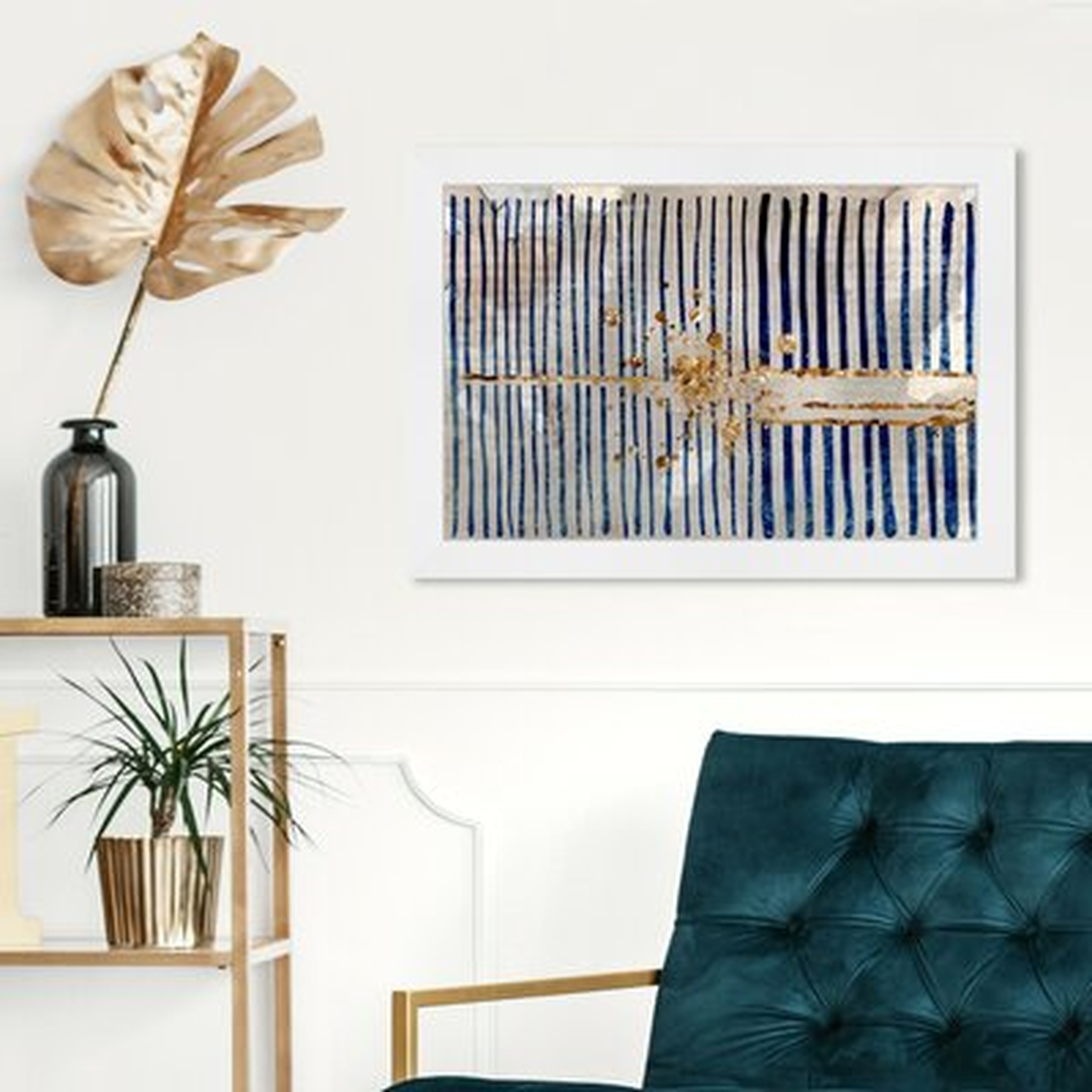 'Love Force Field Abstract Art' Graphic Art on Canvas in Blue/Gold - AllModern