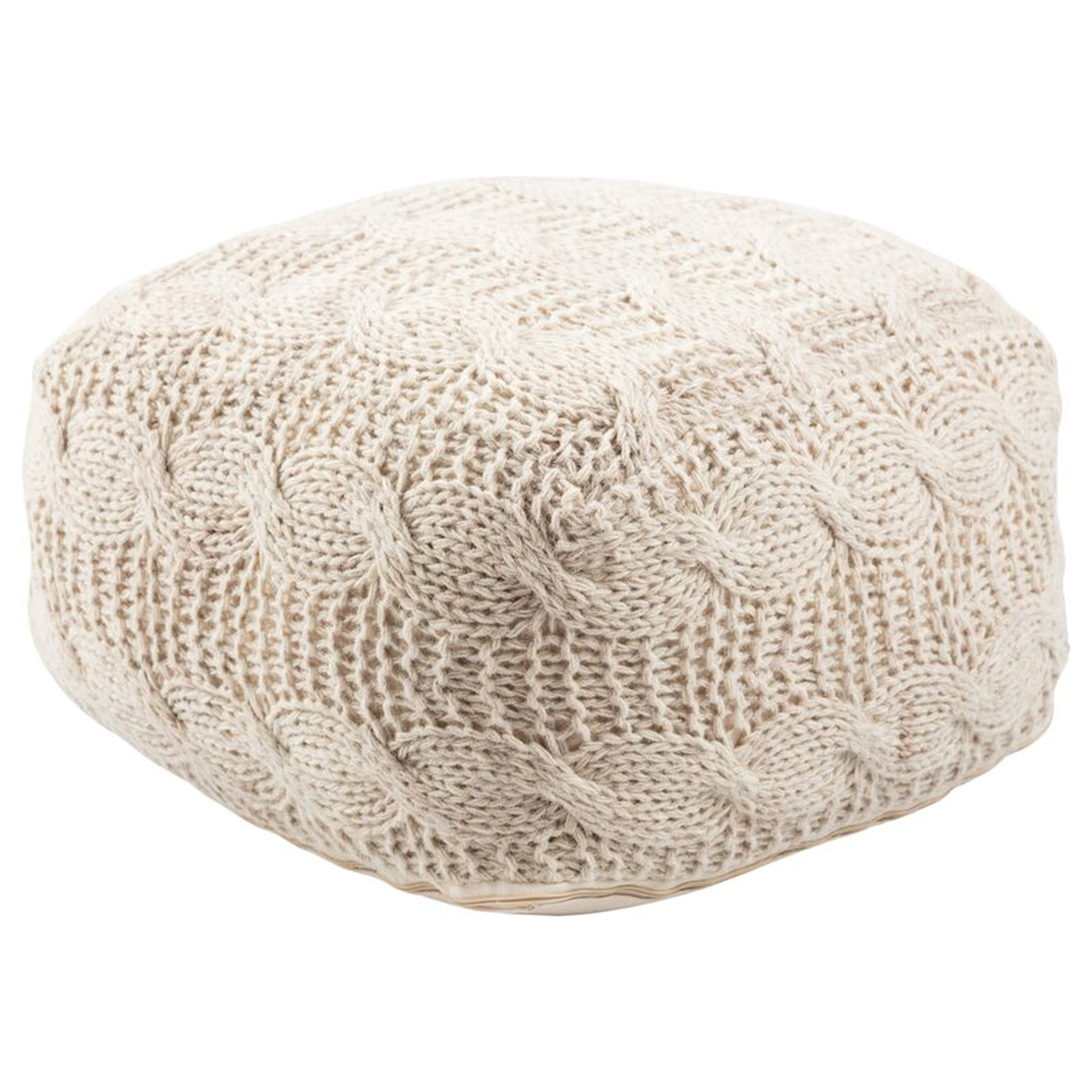 Milford Solid Wool Pouf Ottoman Upholstery Color: Cream - Perigold