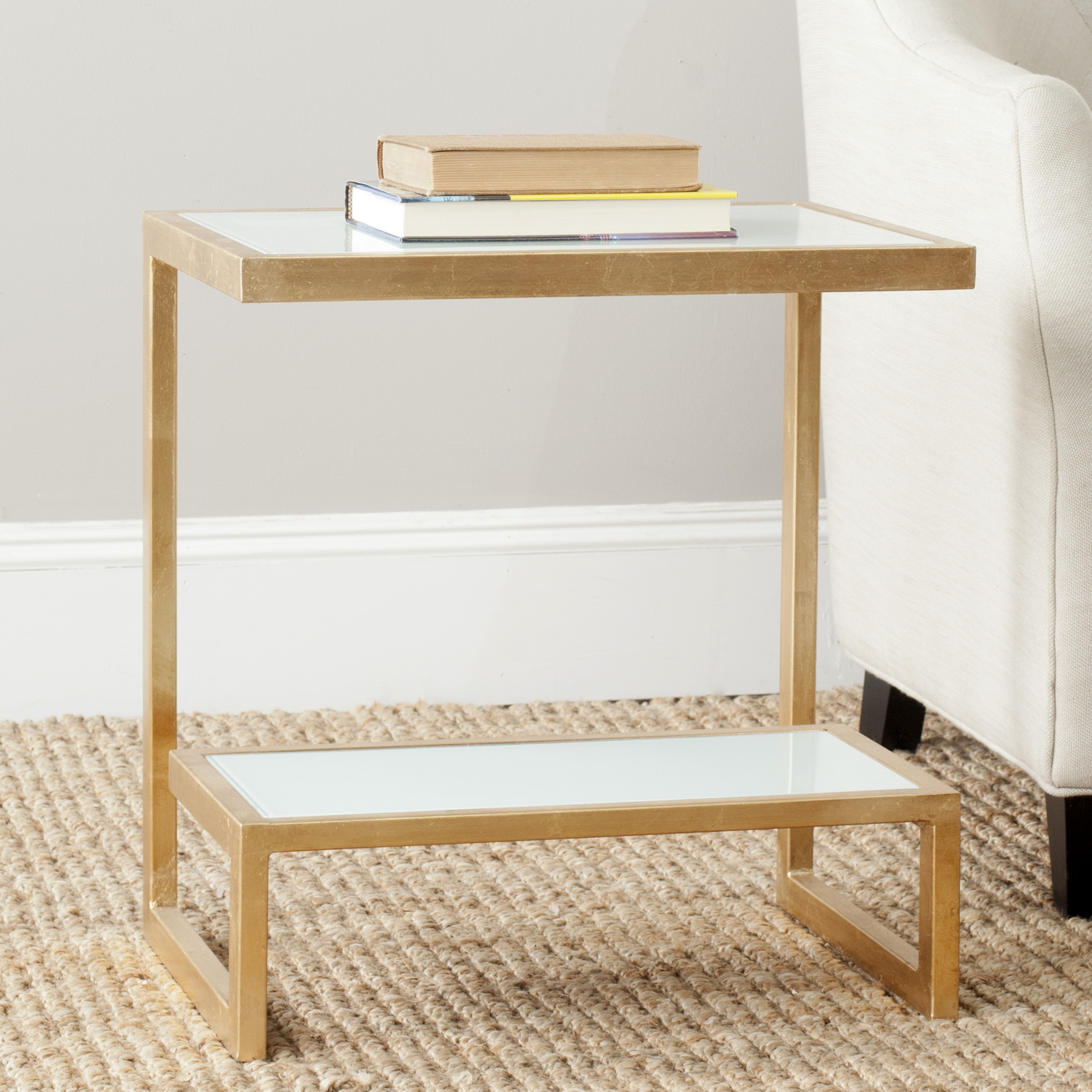 Kennedy Mirror Top Accent Table - Gold/White - Arlo Home - Arlo Home