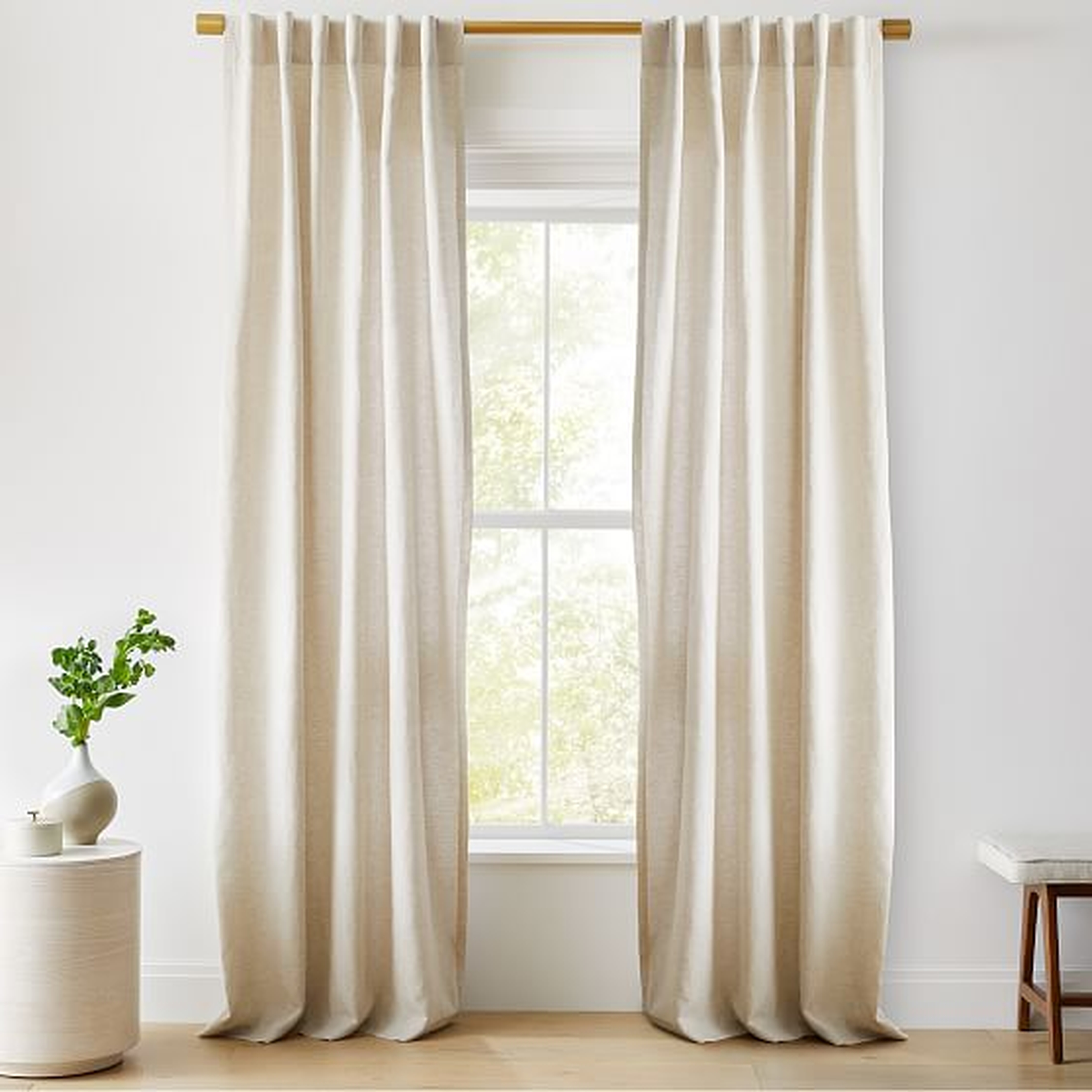 European Flax Linen Curtain with Cotton Lining, Natural, 48"x96", Set of 2 - West Elm