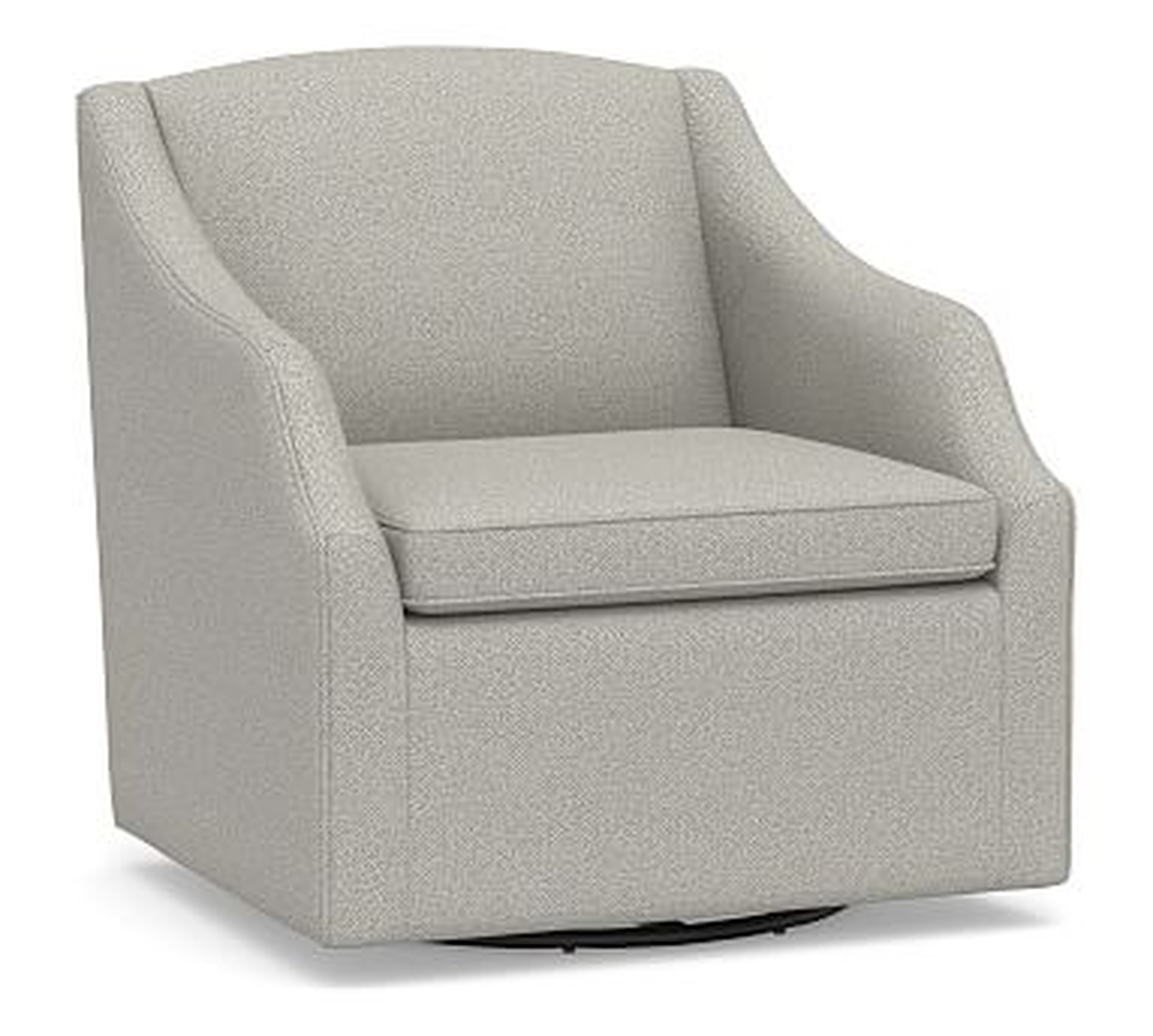 SoMa Emma Upholstered Swivel Armchair, Polyester Wrapped Cushions, Performance Boucle Pebble - Pottery Barn