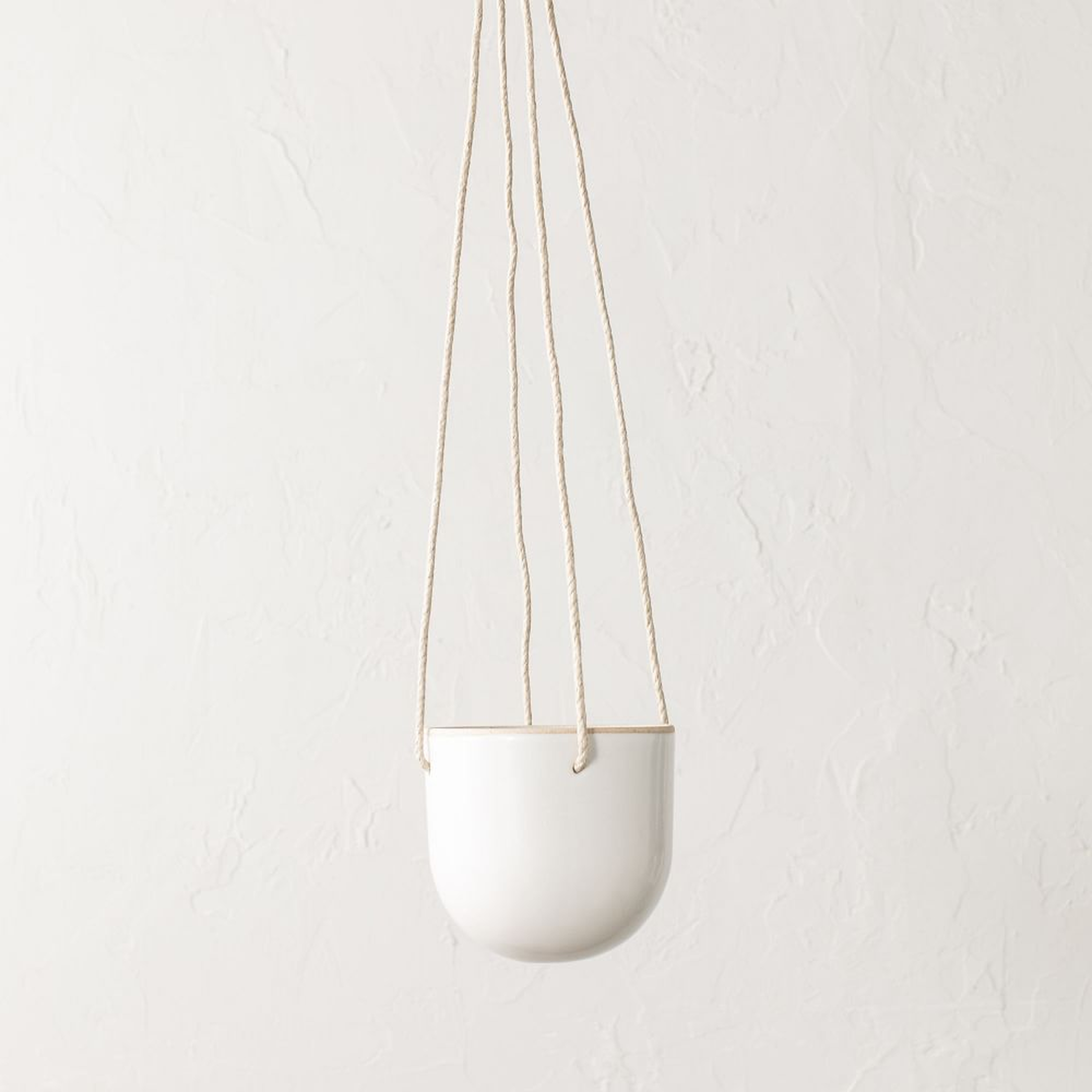 Arched Hanging Planter, Small, White - West Elm