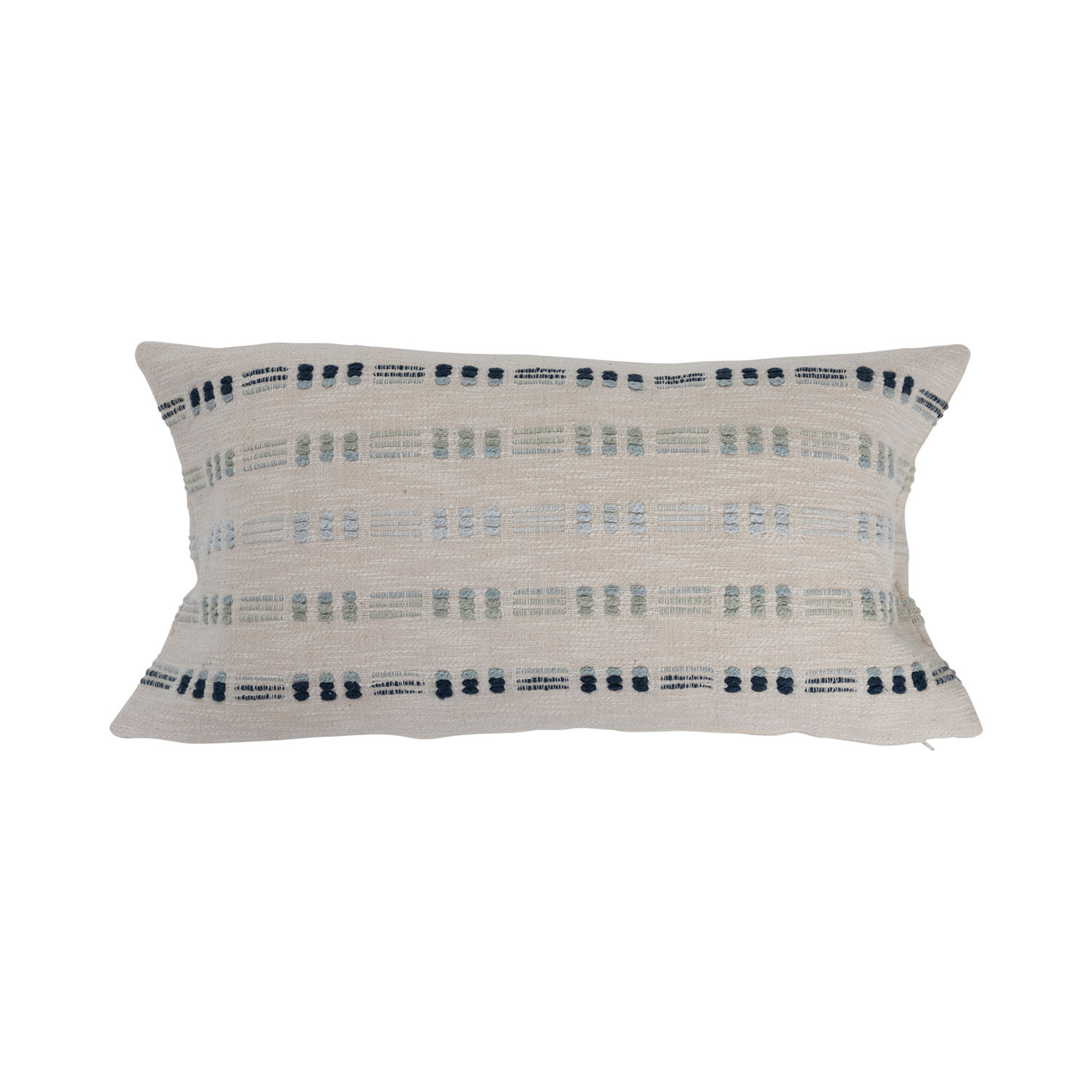 Woven Cotton Lumbar Pillow with Embroidery - Nomad Home