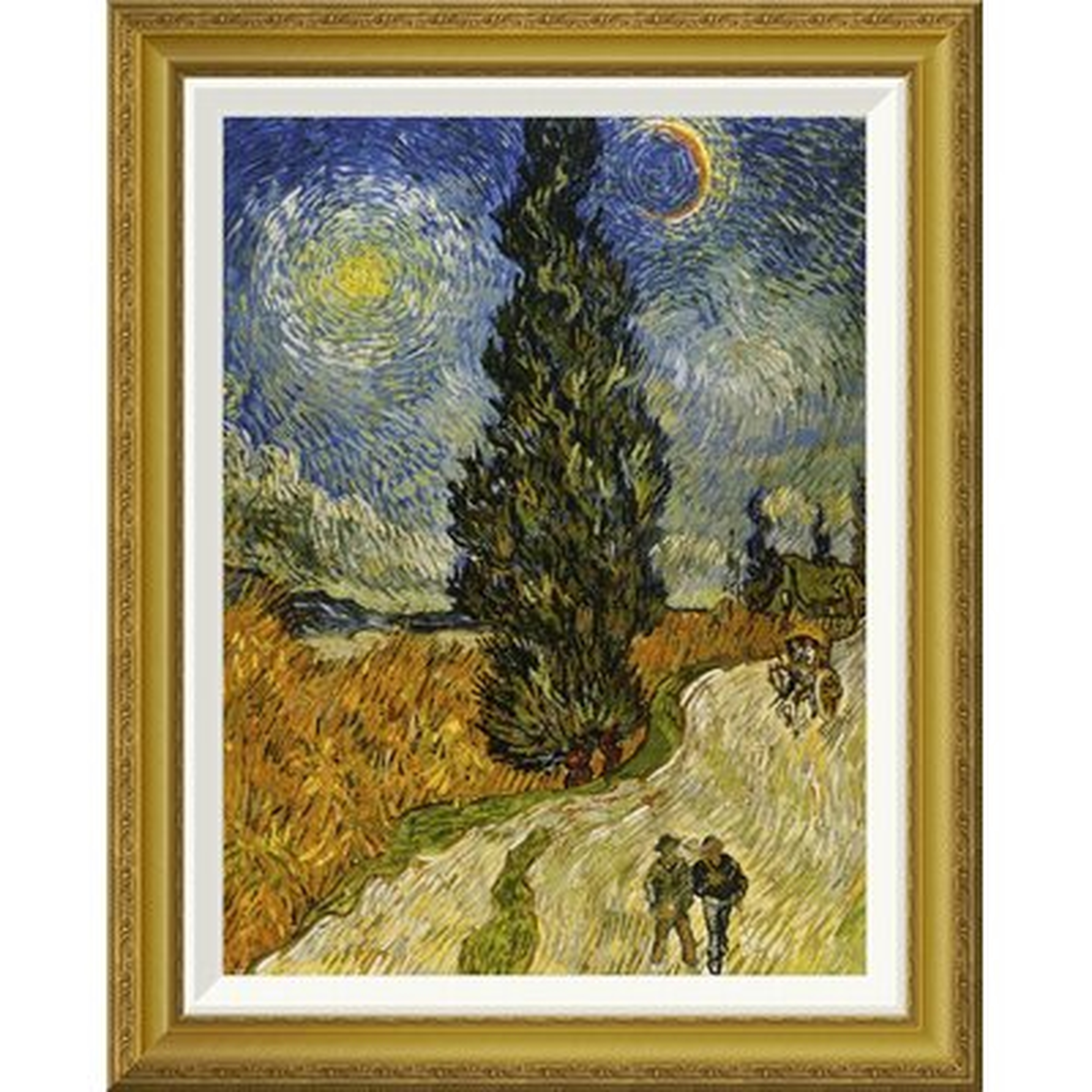 'Road Cypress and Star' by Vincent Van Gogh Framed Painting Print - Wayfair
