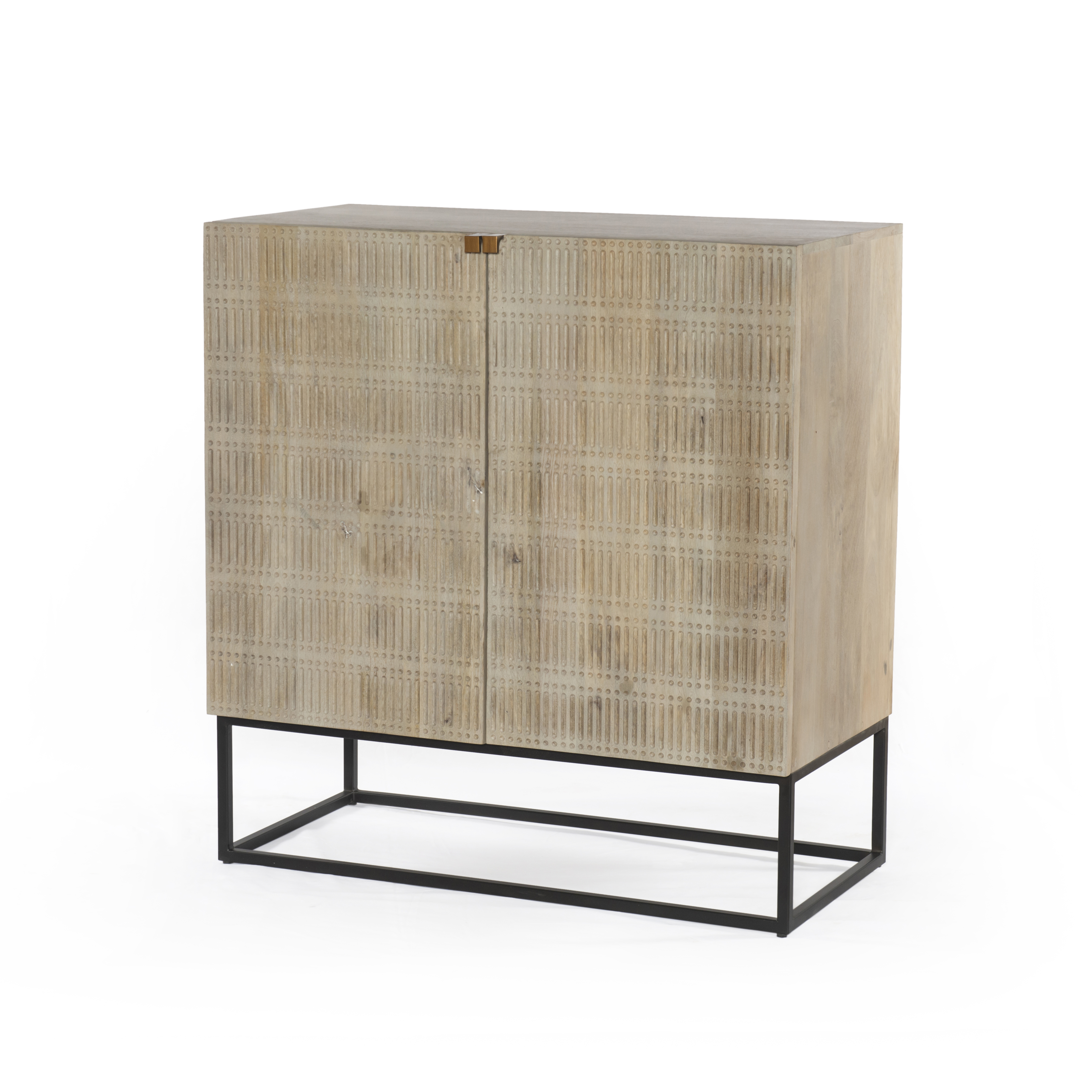Kelby Bar Cabinet-Light Wash Carved Mng - Four Hands