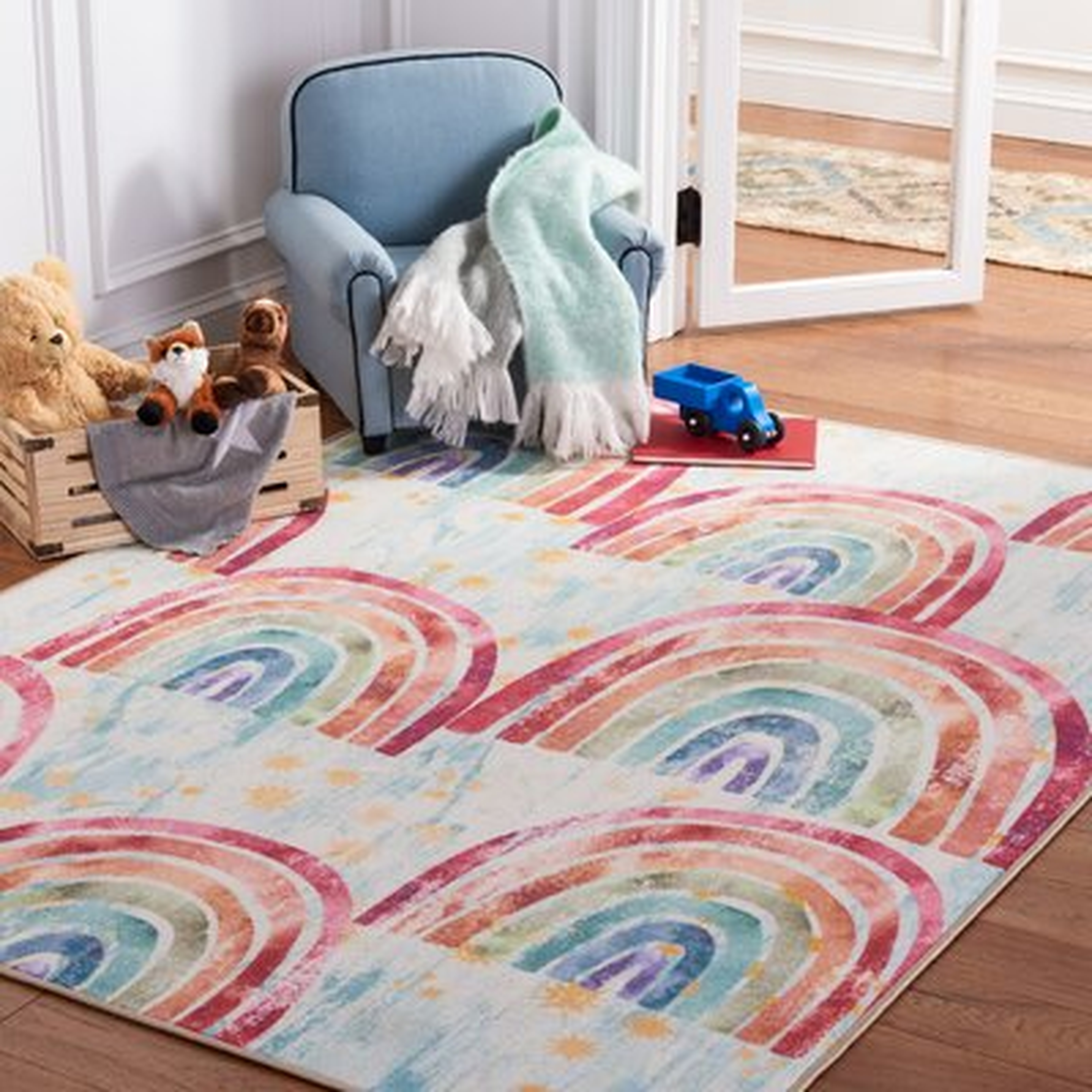 Kids Playhouse 252 Area Rug In Blue / Ivory - Wayfair