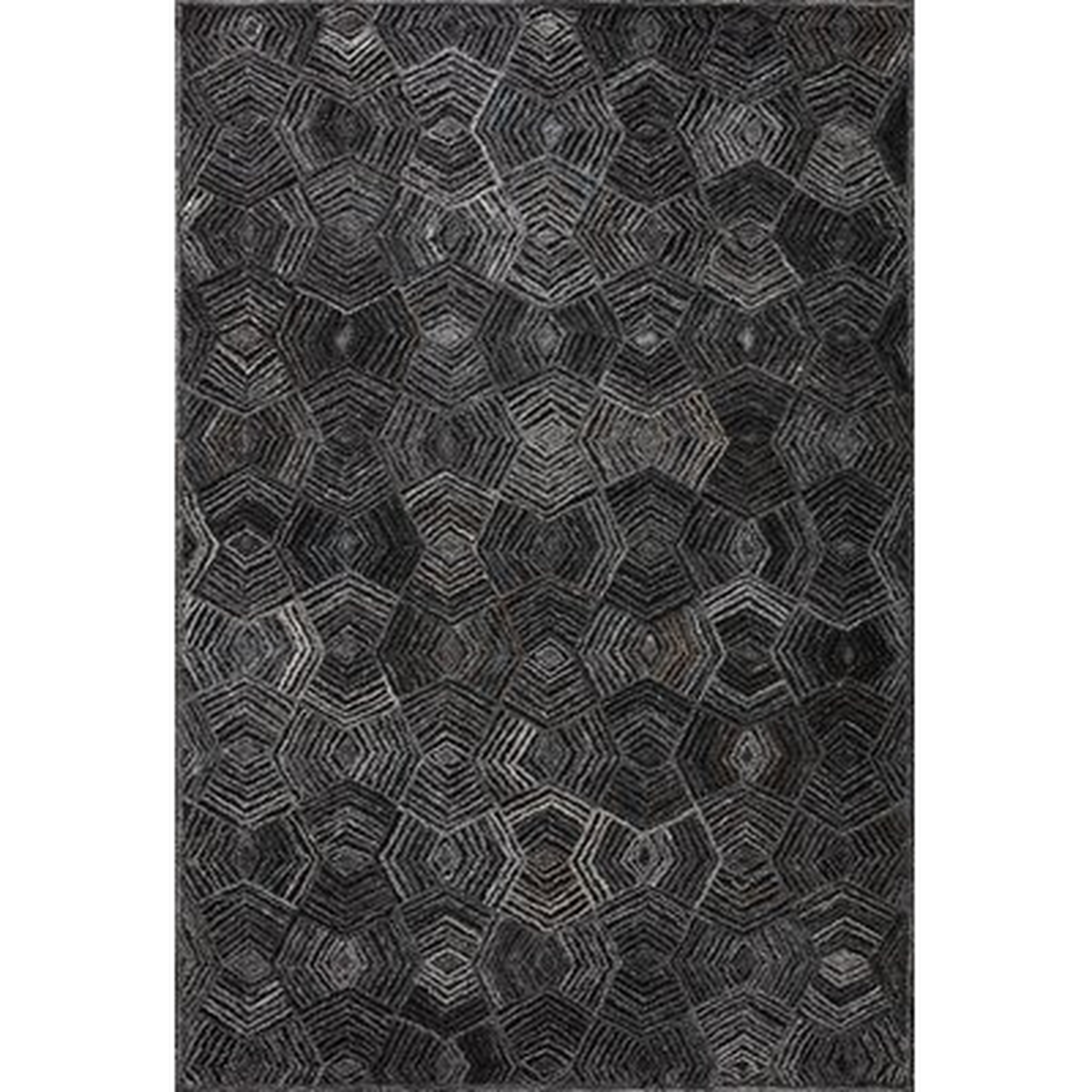 Emilianna Geometric Hand Woven Polyester Black/Gray Area Rug - Wayfair