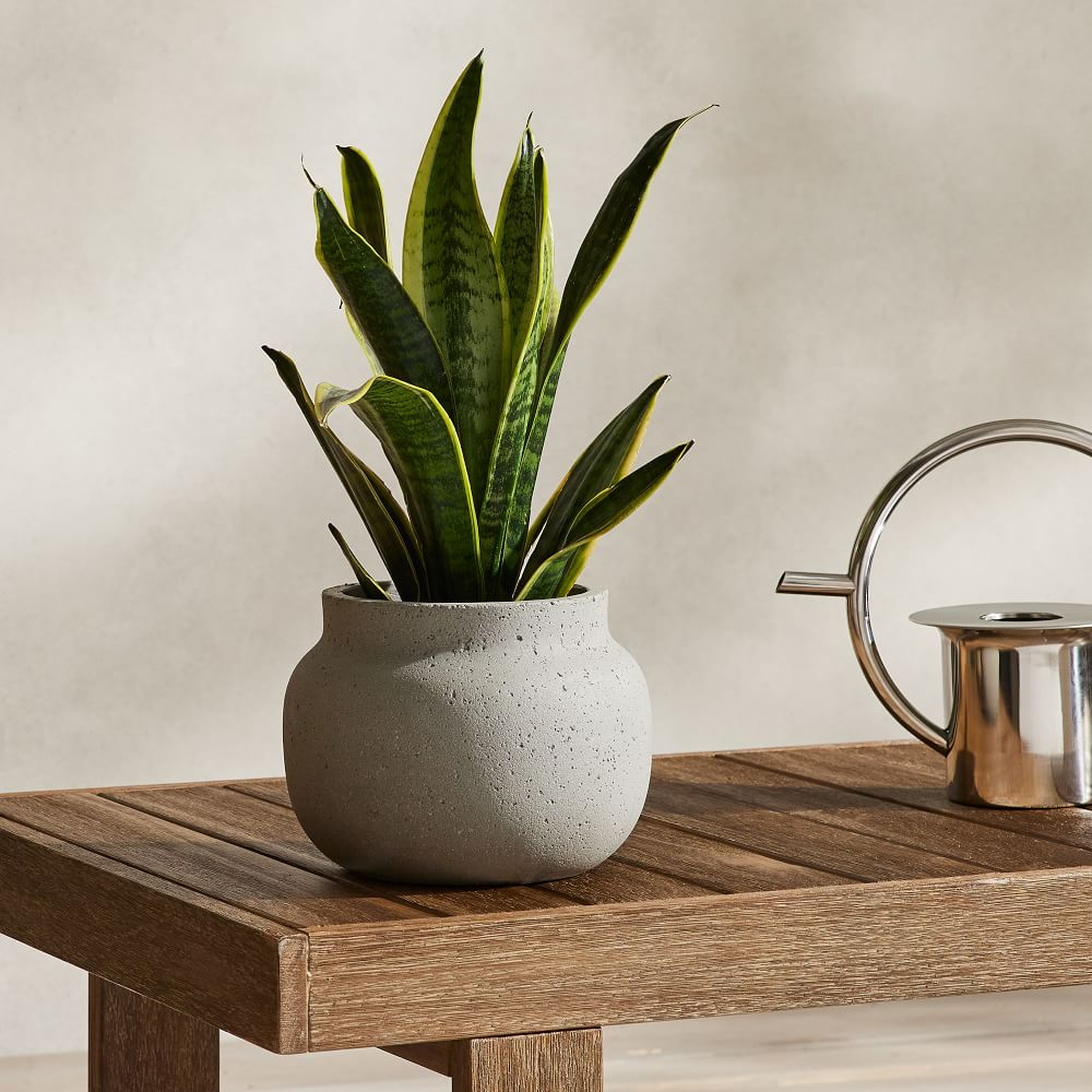 Ronan Outdoor Planter, Tabletop Small, Frost Gray - West Elm