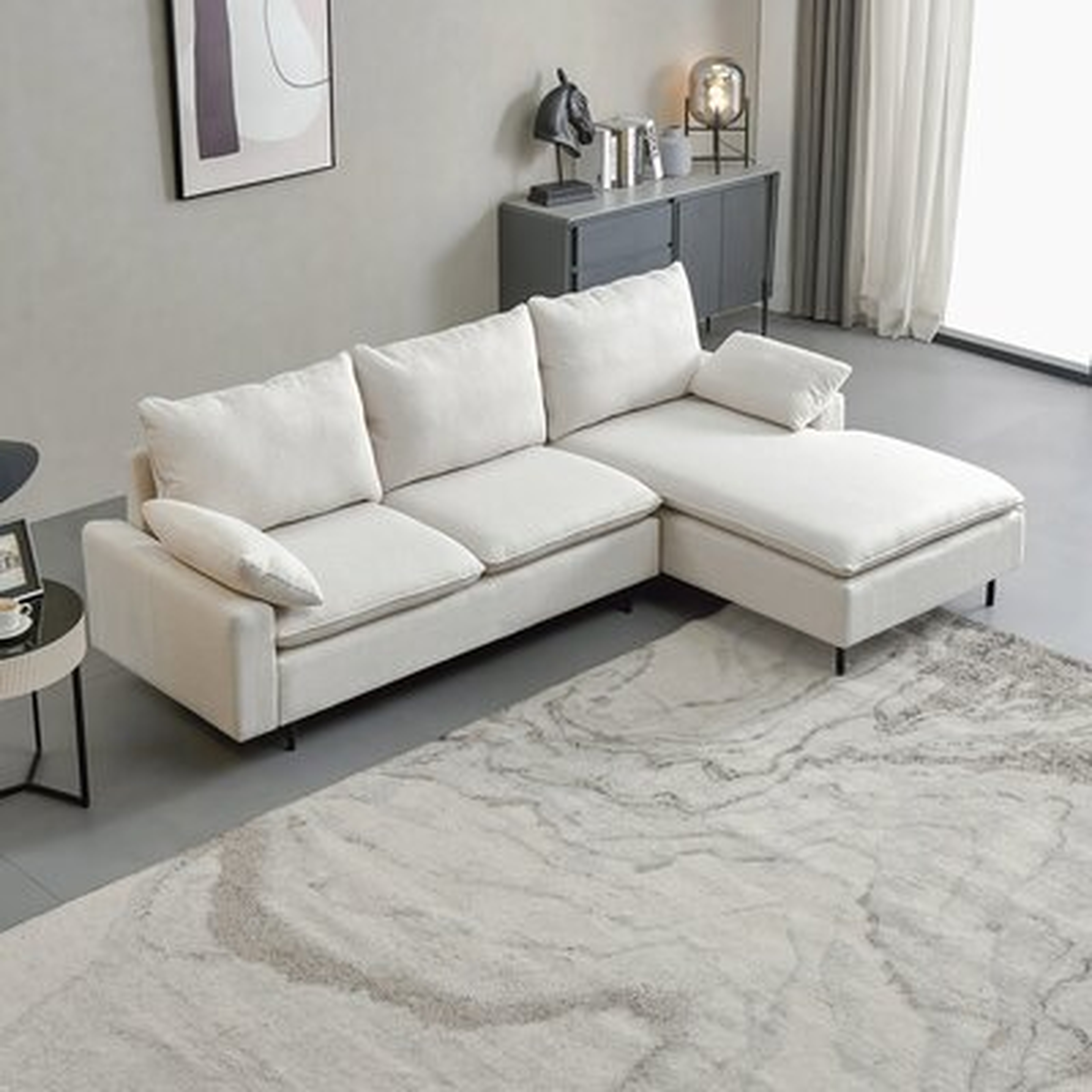 L-Shaped Linen Sectional Sofa With Right Chaise - Wayfair