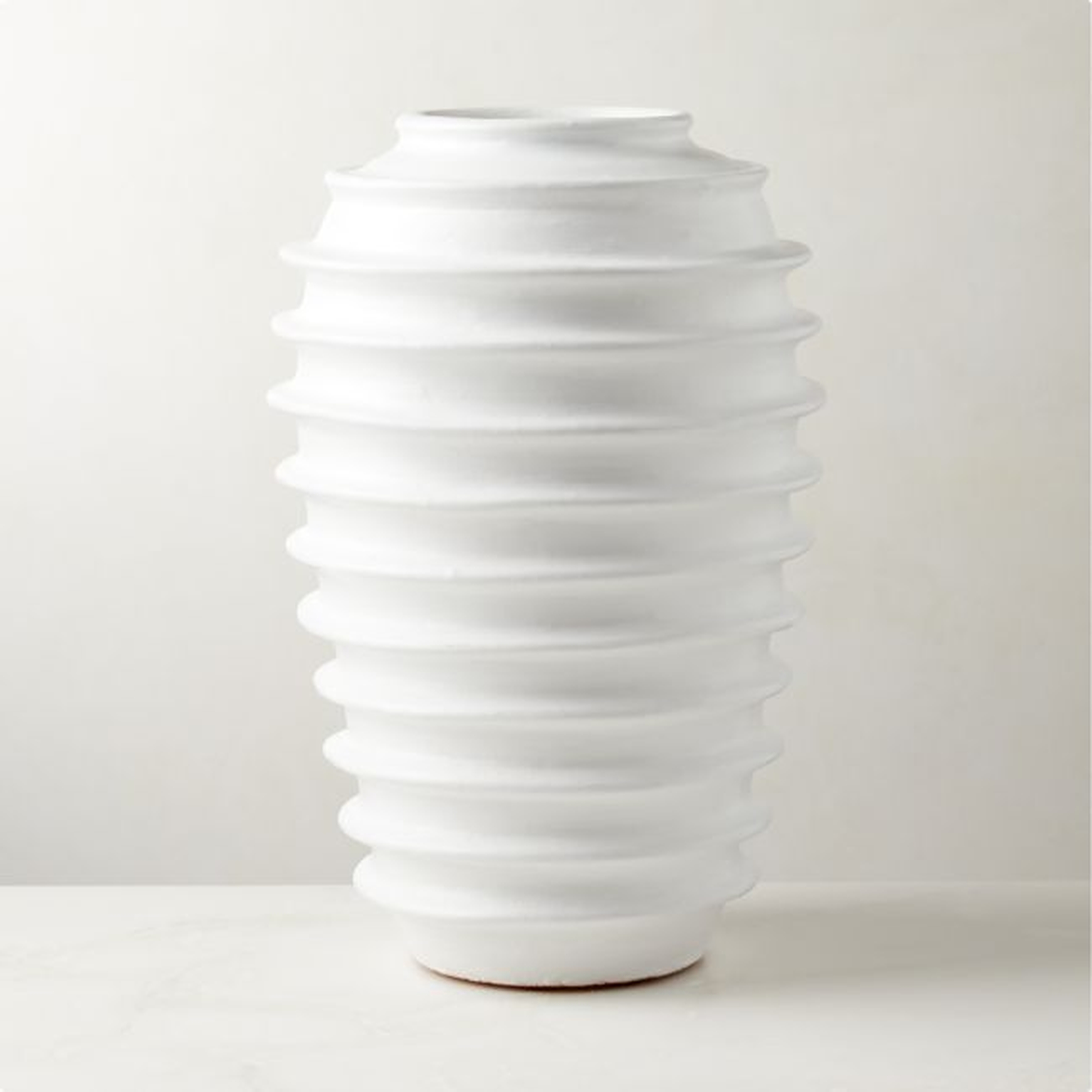 Zion Ribbed White Vase - CB2
