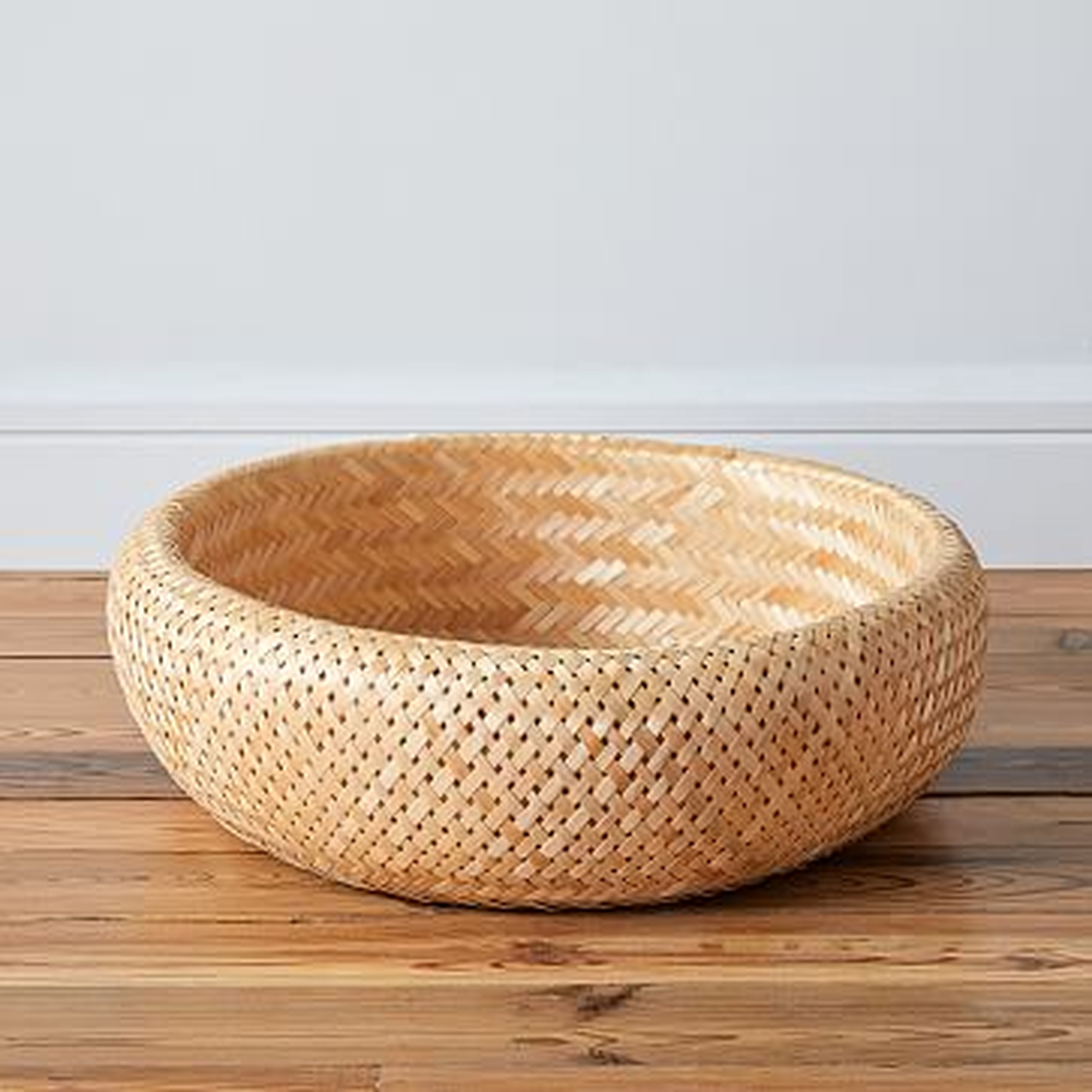 Honeypot Woven Basket, Low Wide - West Elm