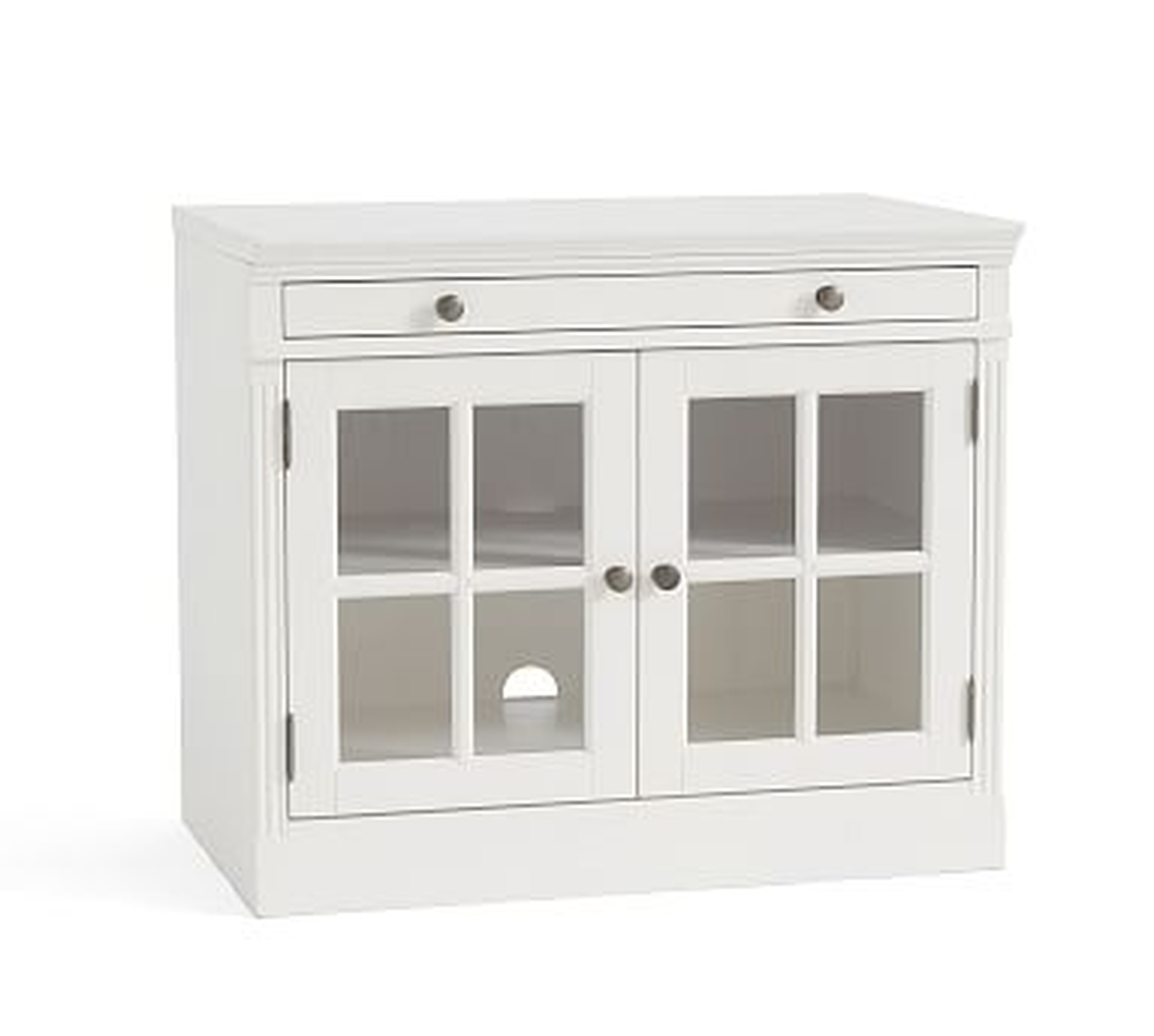 Livingston 35" Glass Door Cabinet with Top, Montauk White - Pottery Barn