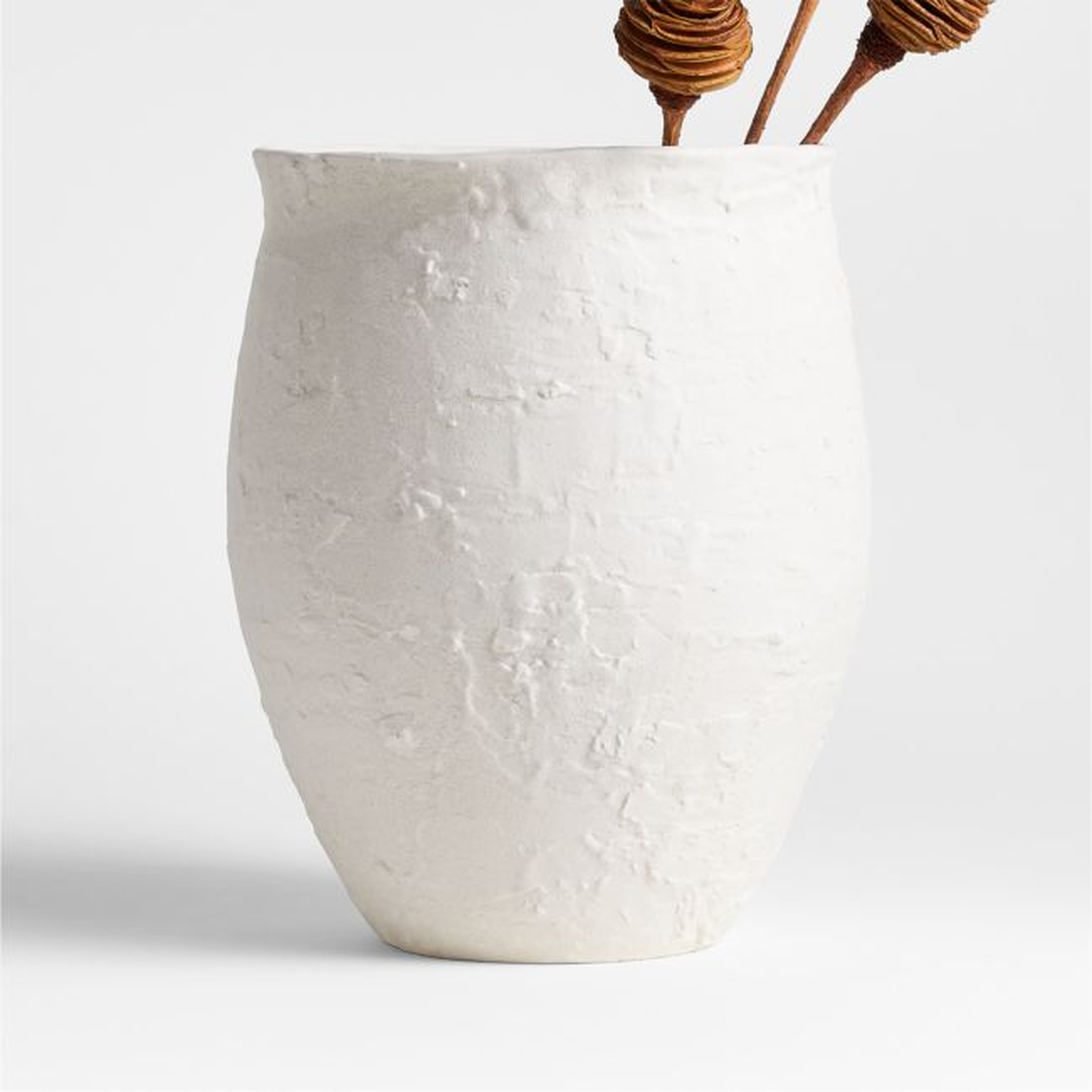 White Textured Ceramic Vase 11" - Crate and Barrel