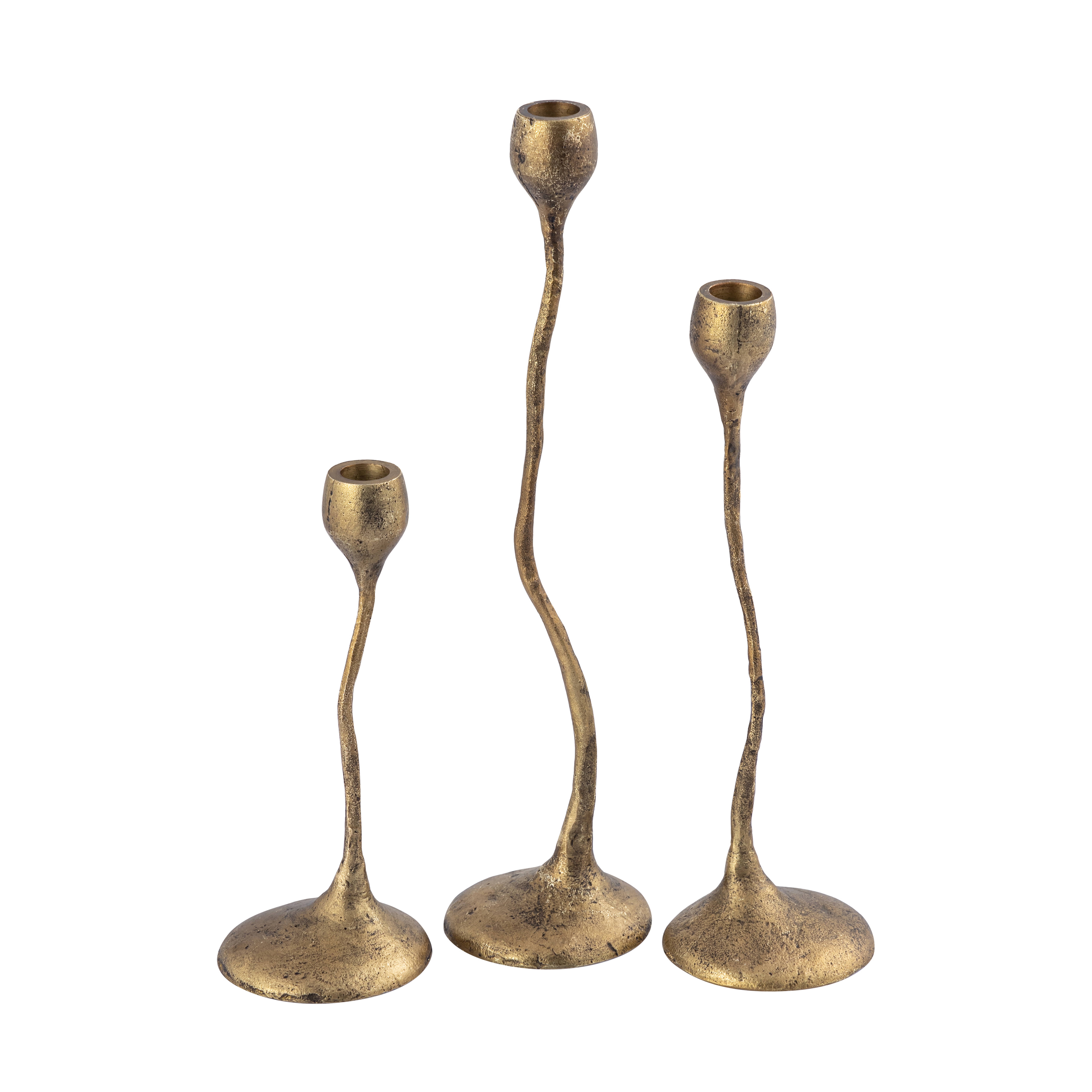 Rosen Candleholder - Set of 3 Brass - Elk Home