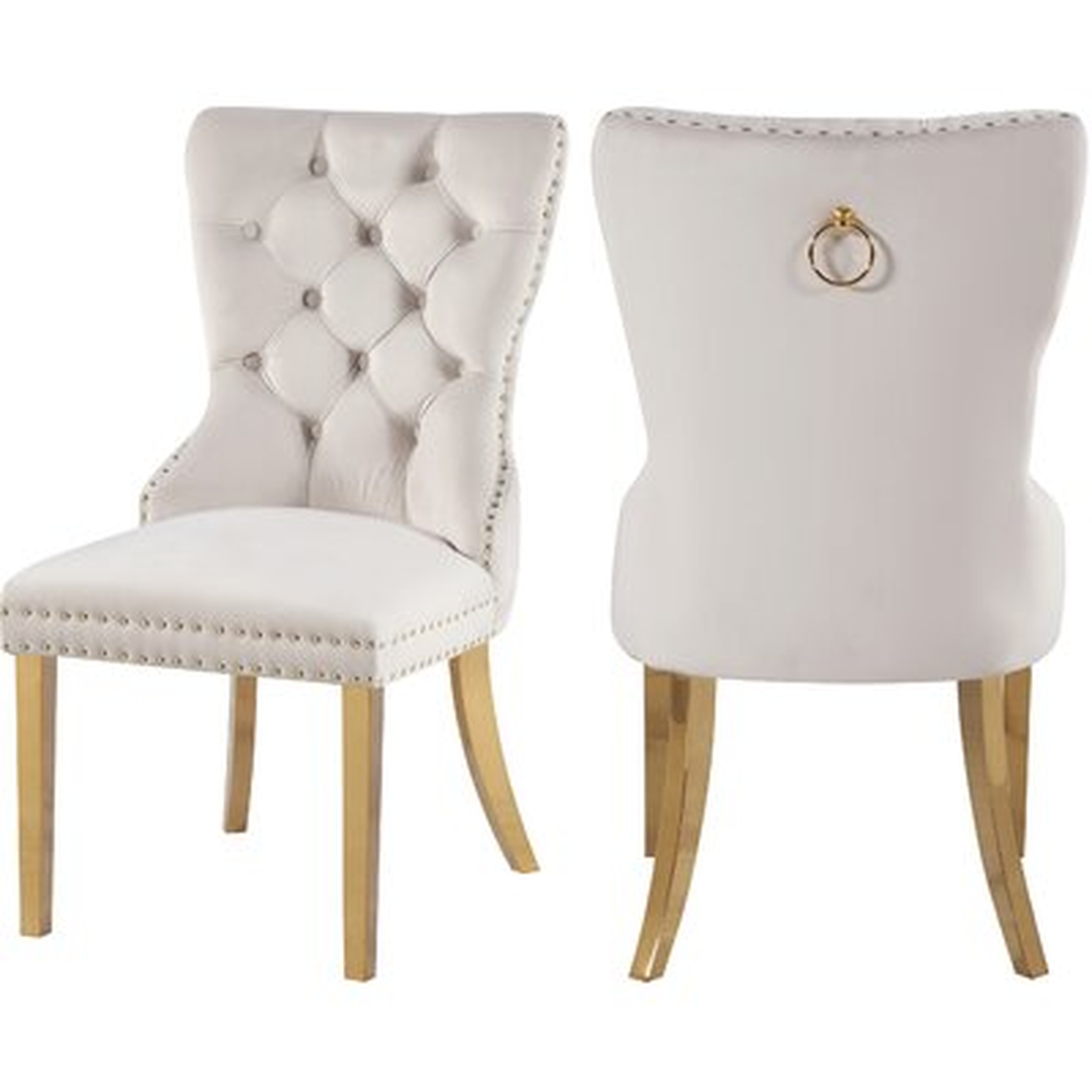 Rosado Tufted Velvet Side Chair in Cream (Set of 2) - Wayfair