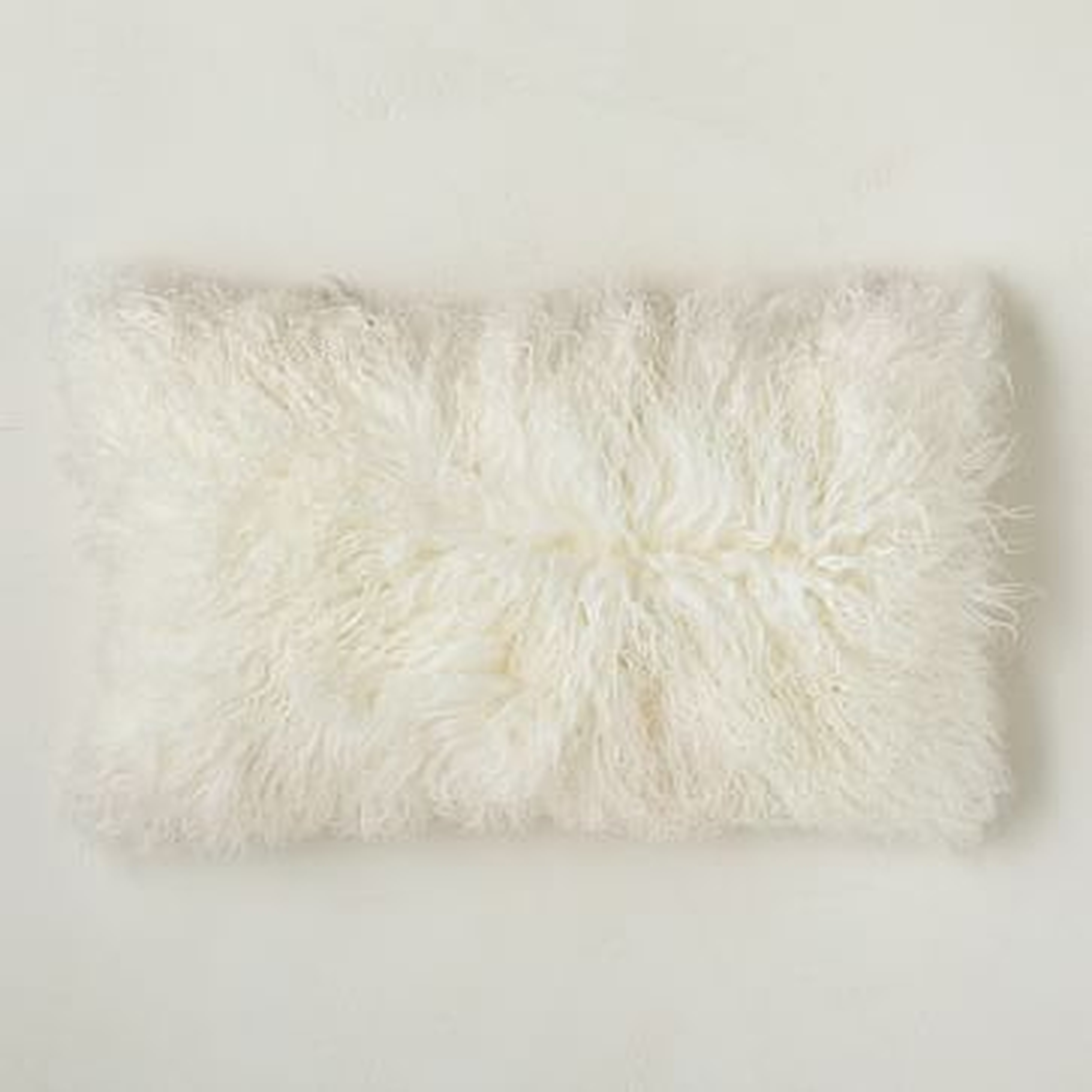 Mongolian Lamb Pillow Cover, White, 21" x 12" - West Elm