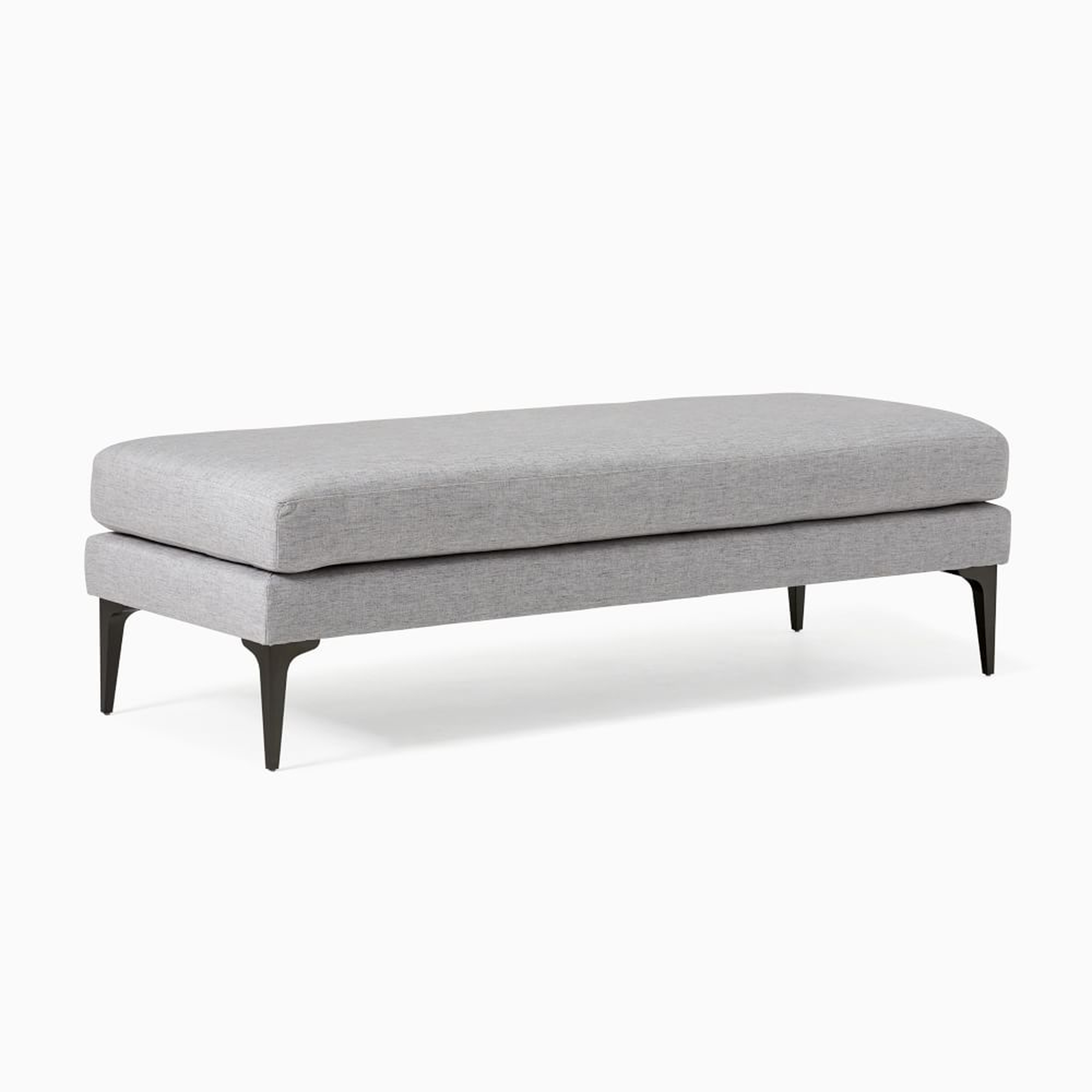 Andes Bench, Poly, Performance Coastal Linen, Storm Gray, Dark Pewter - West Elm