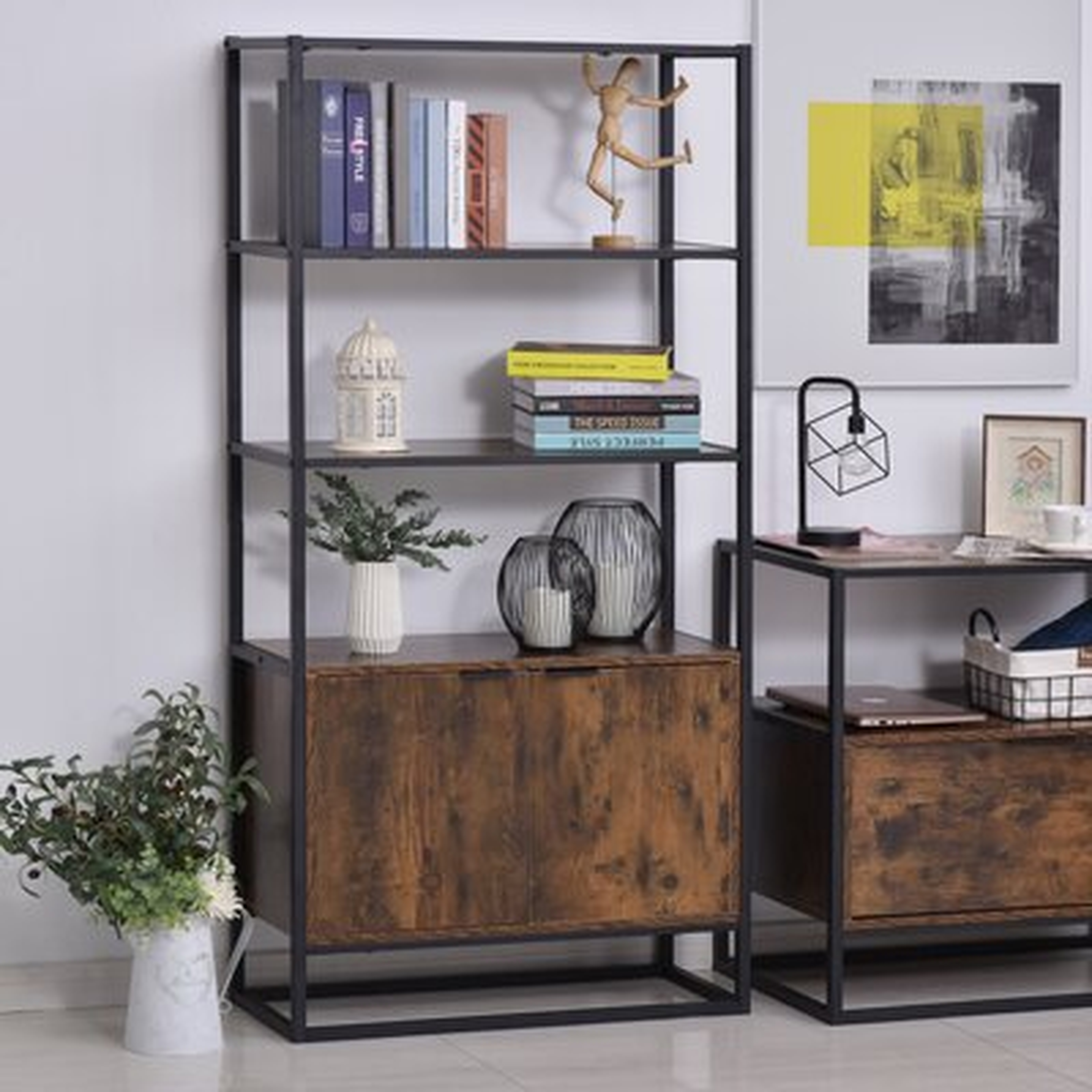 Storage Cabinet With 3 Open Shelves, Tall Organizer Multifunctional Rack For Living Room Or Bedroom, Brown - Wayfair