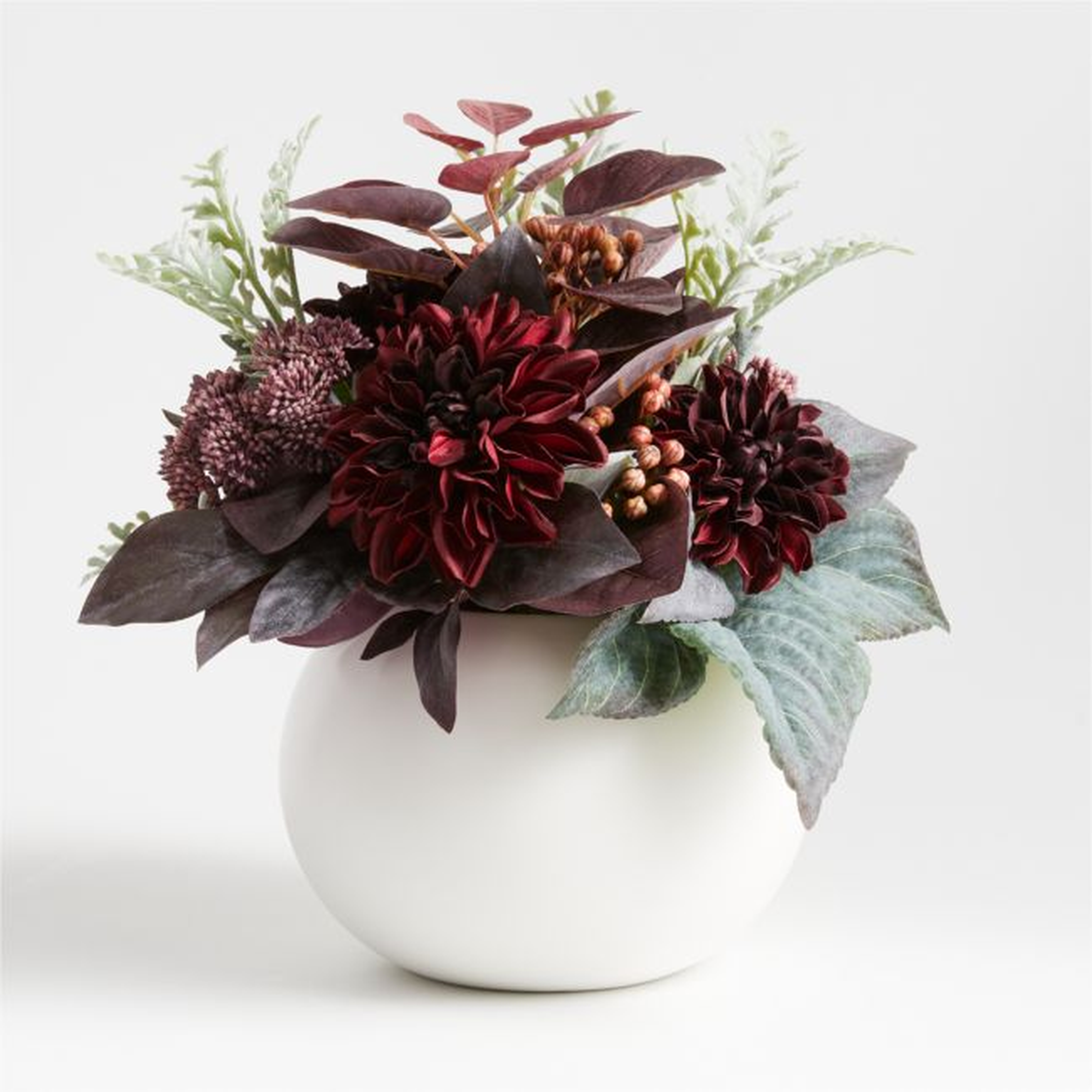 Plum Berry & Dusty Miller Faux Floral Arrangement - Crate and Barrel