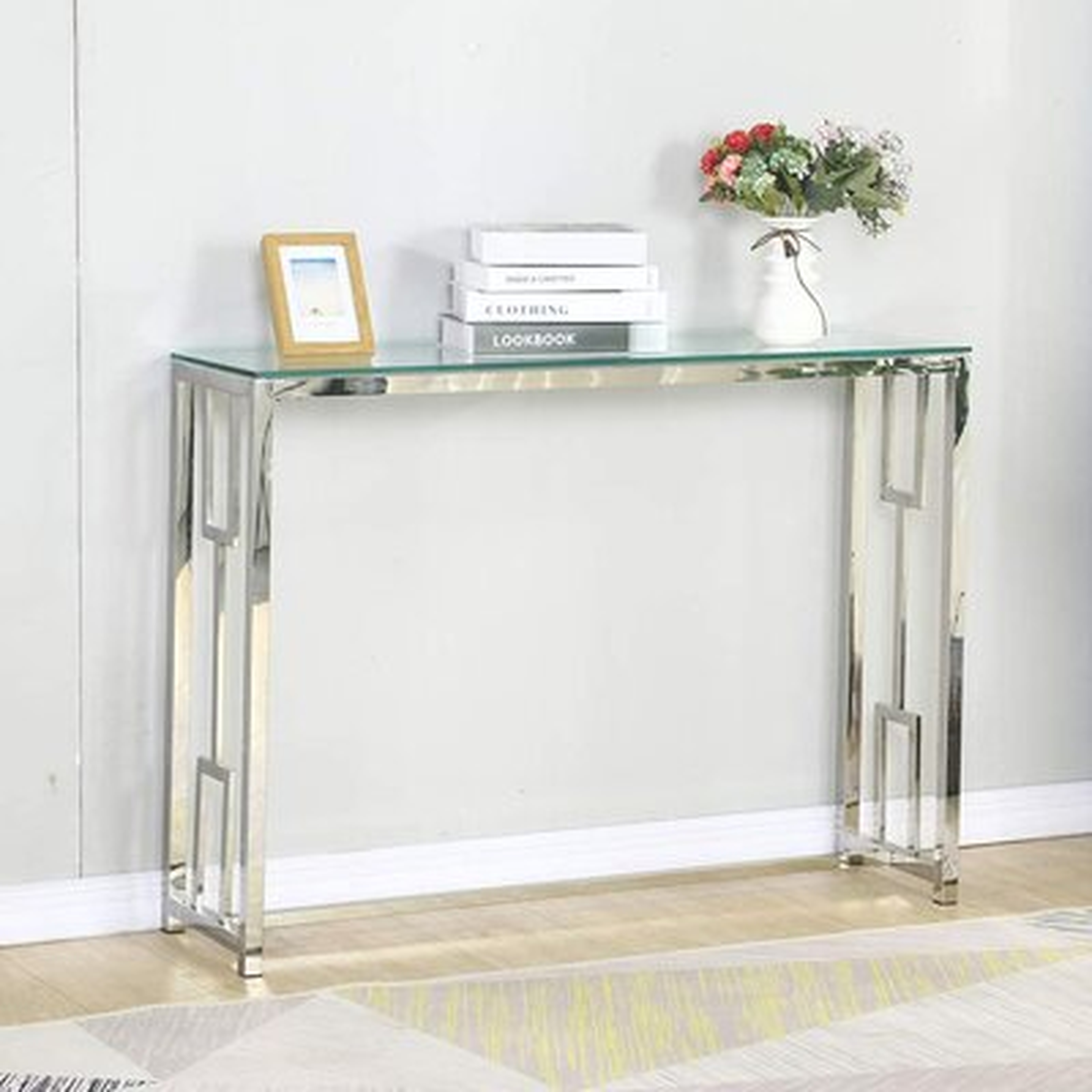 Modern Narrow Silver Glass Console Tables For Hallway And Entryway - Wayfair