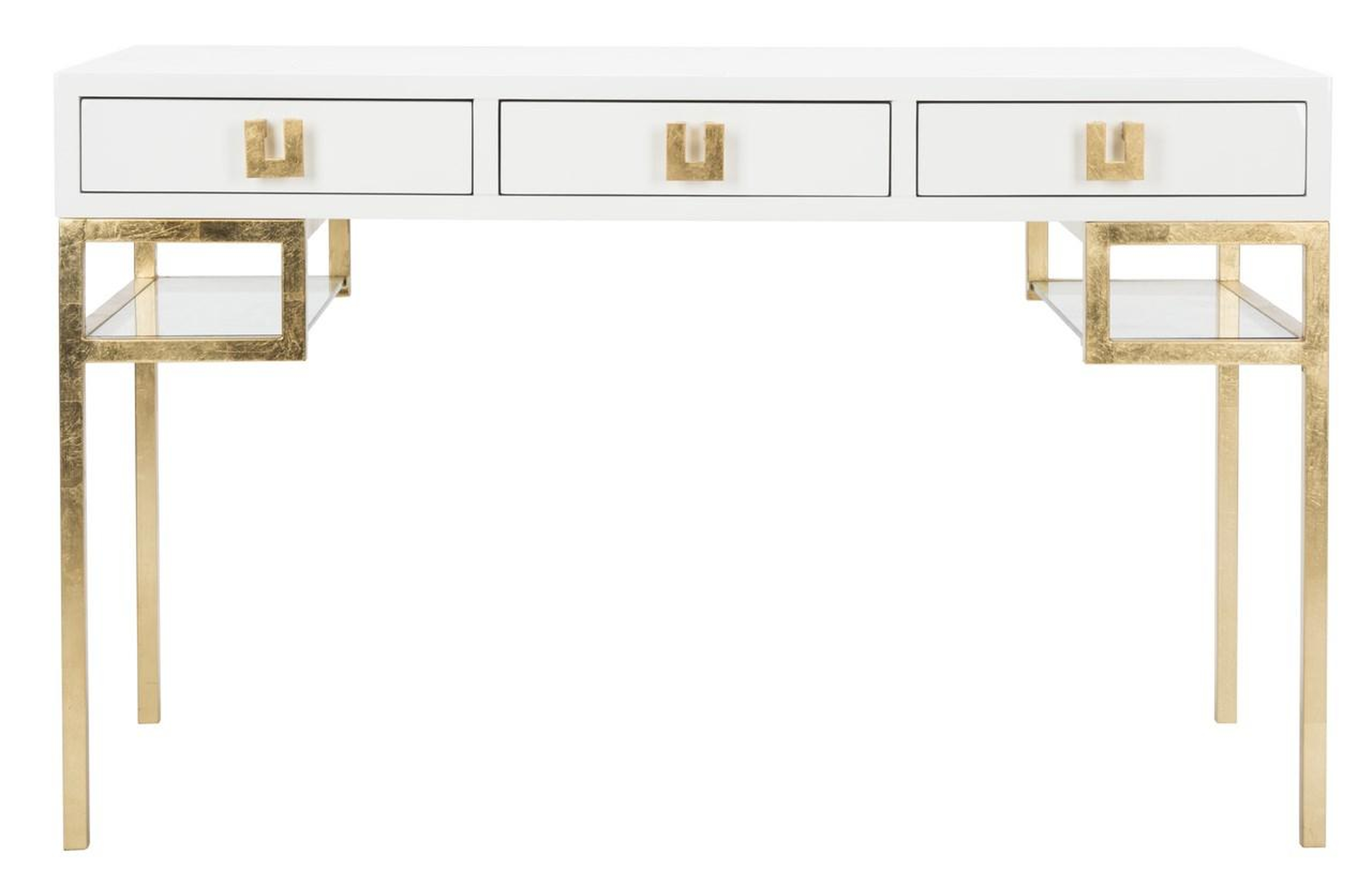 Neria Lacquer Writing Desk  - White Lacquer - Safavieh Couture