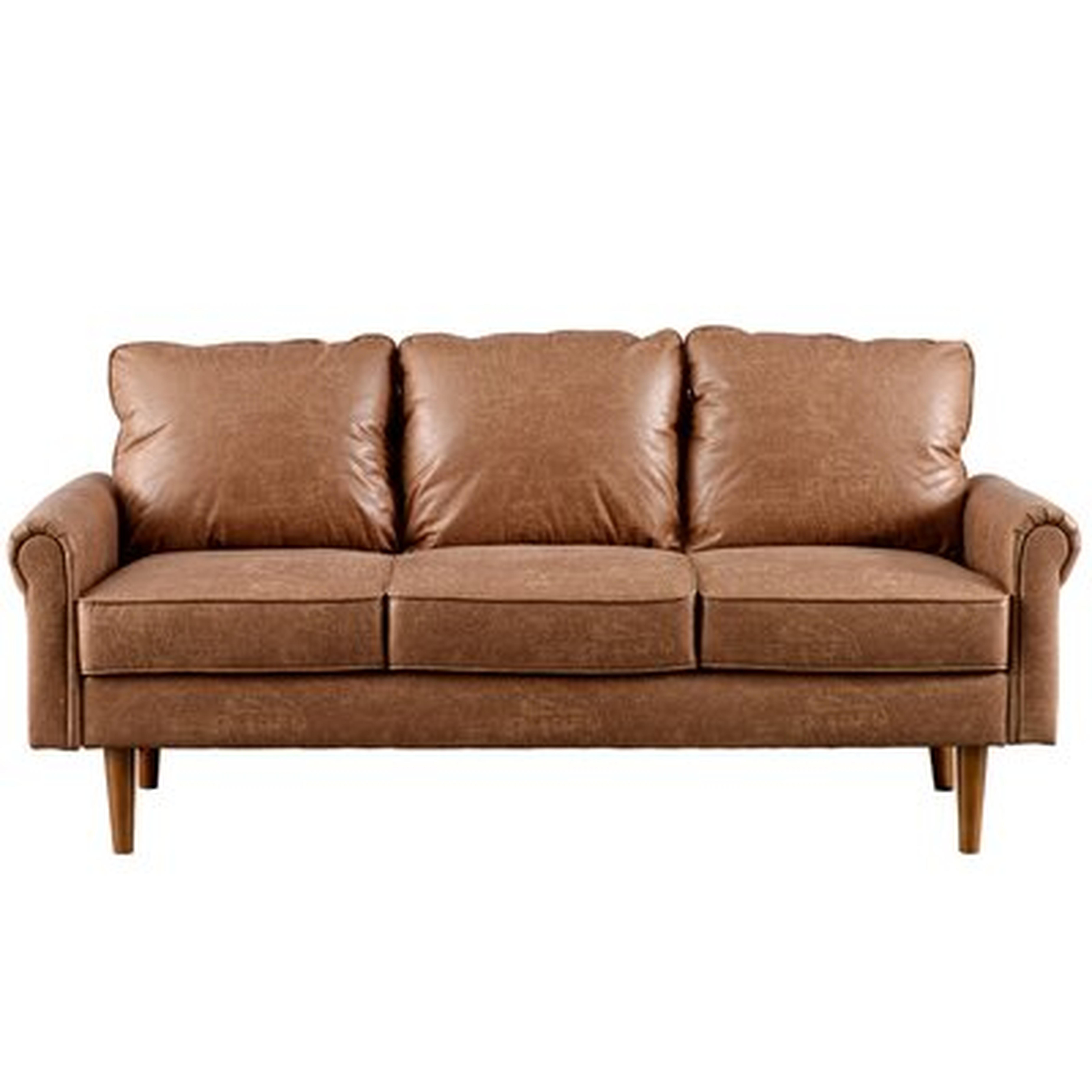 Linus 74.01" Wide Leather Match Rolled Arm Sofa - Wayfair