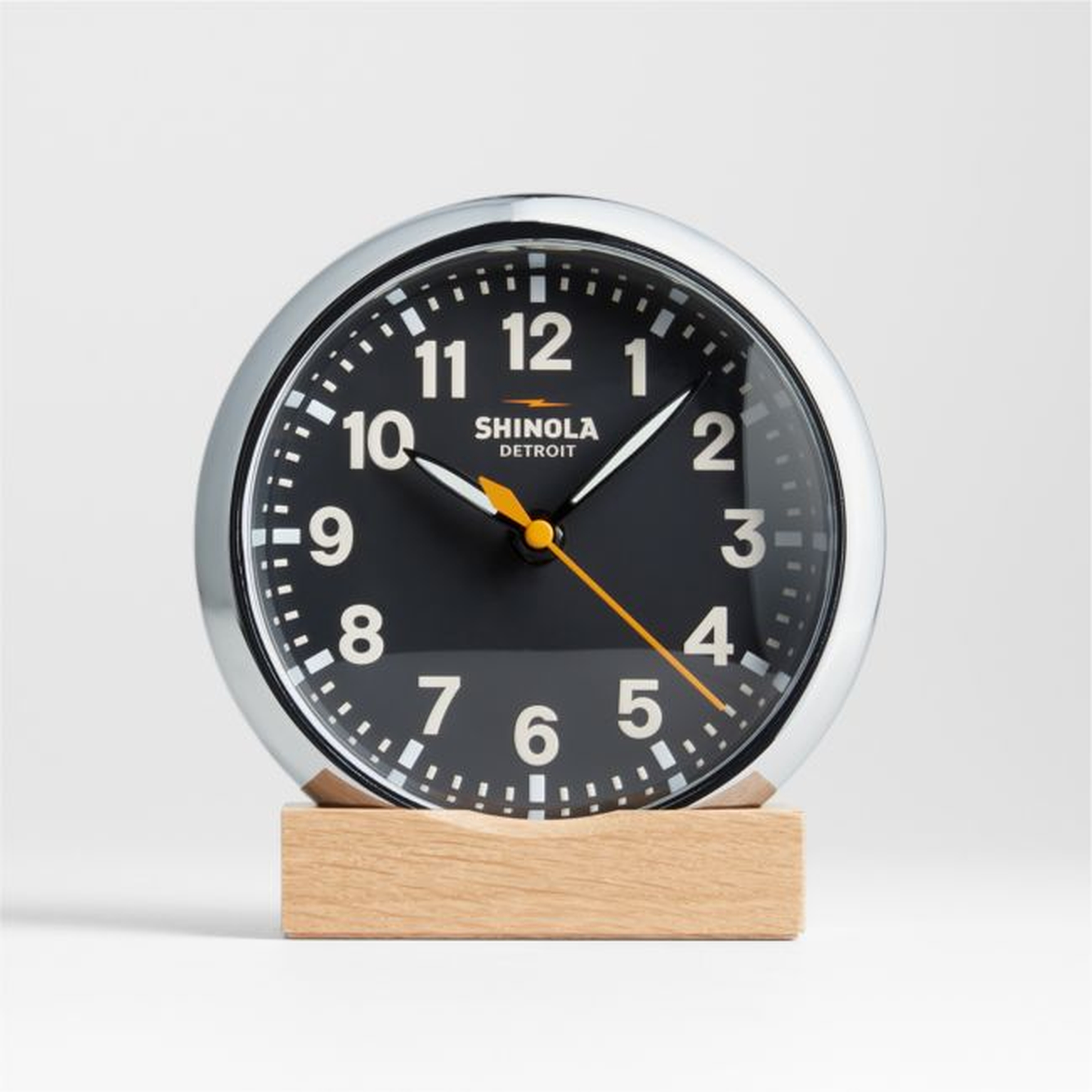 Shinola Runwell Chrome Desk Clock - Crate and Barrel