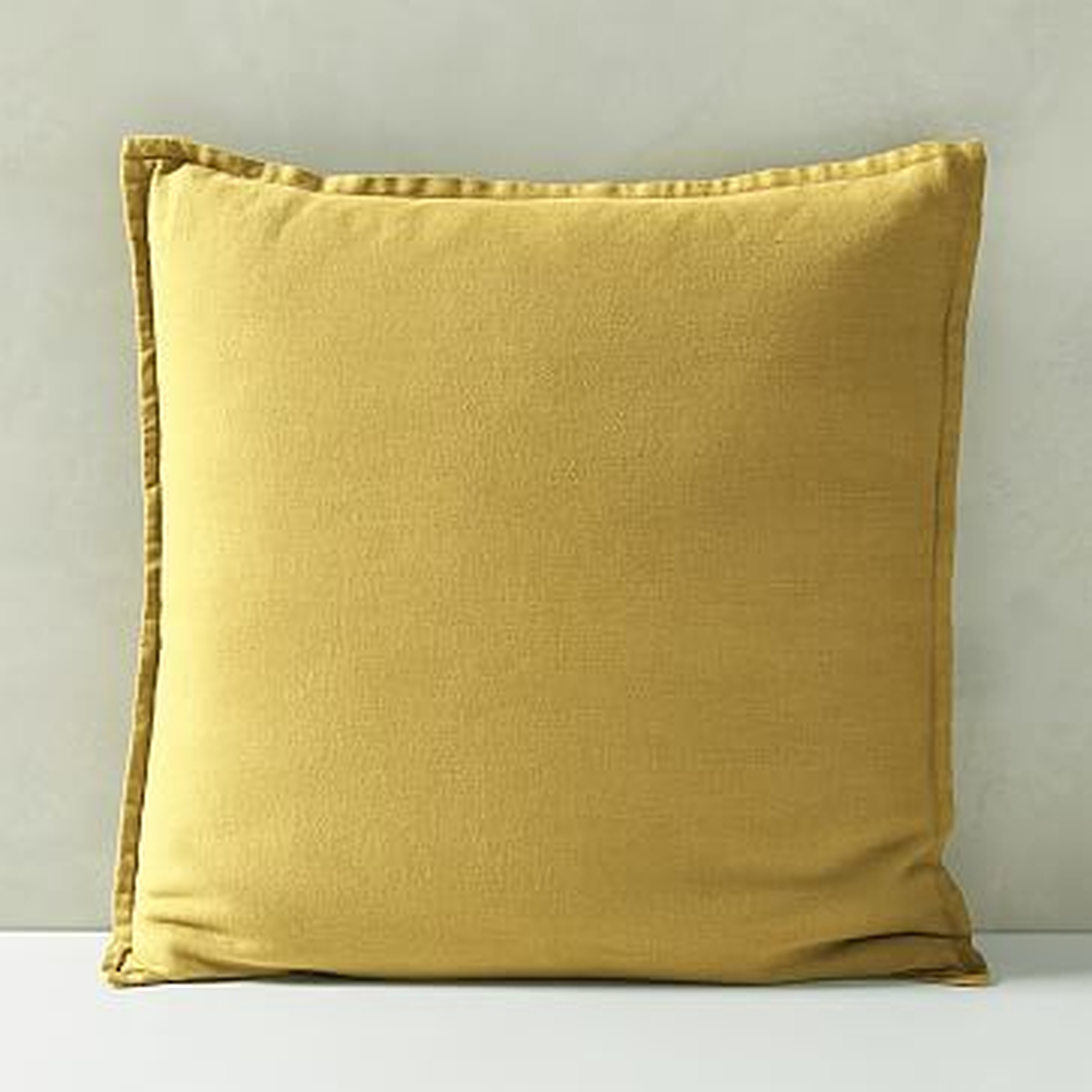Belgian Flax Linen Pillow Cover, Sand Yellow, 20"x20" - West Elm