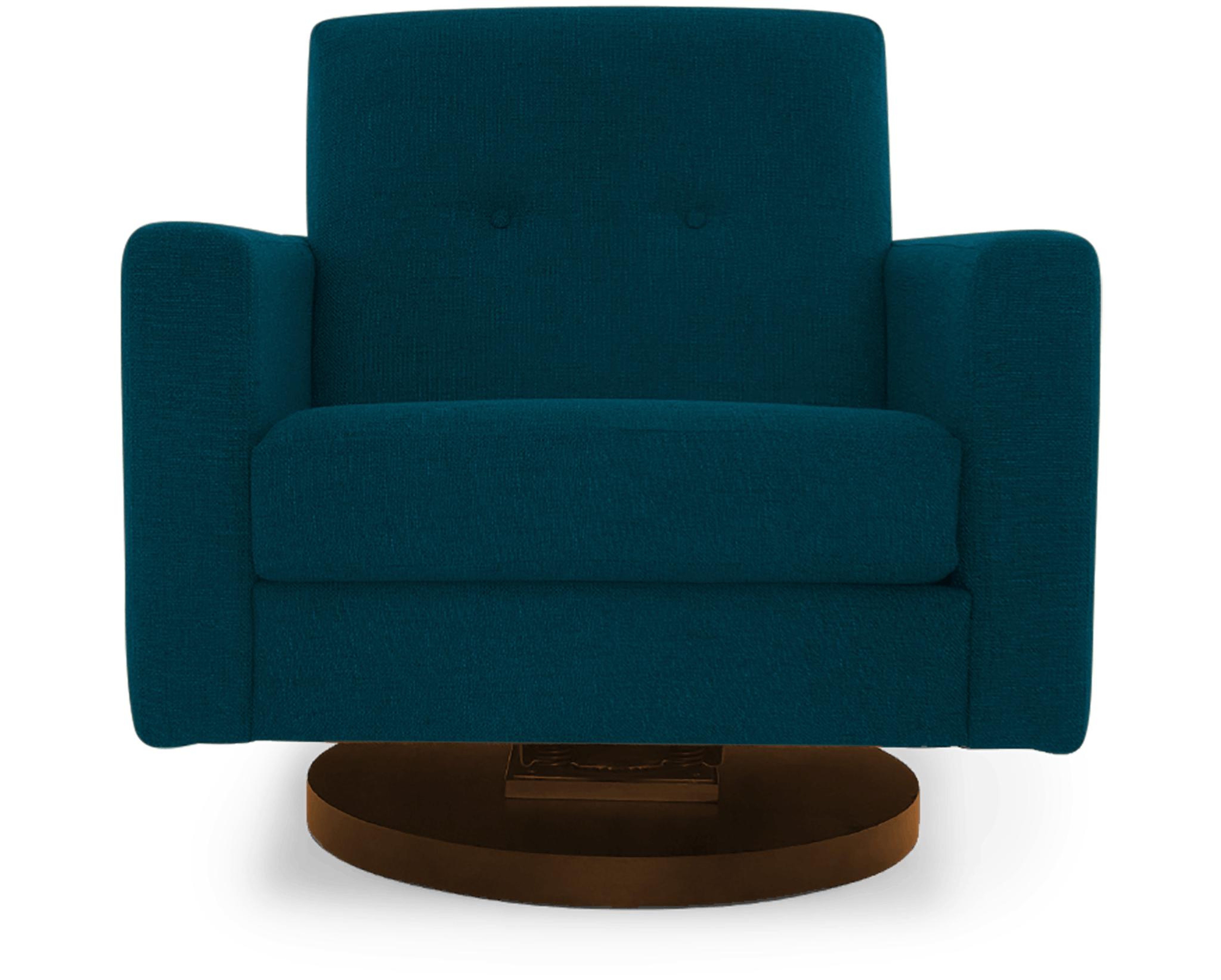 Blue Korver Mid Century Modern Swivel Chair - Key Largo Zenith Teal - Mocha - Joybird
