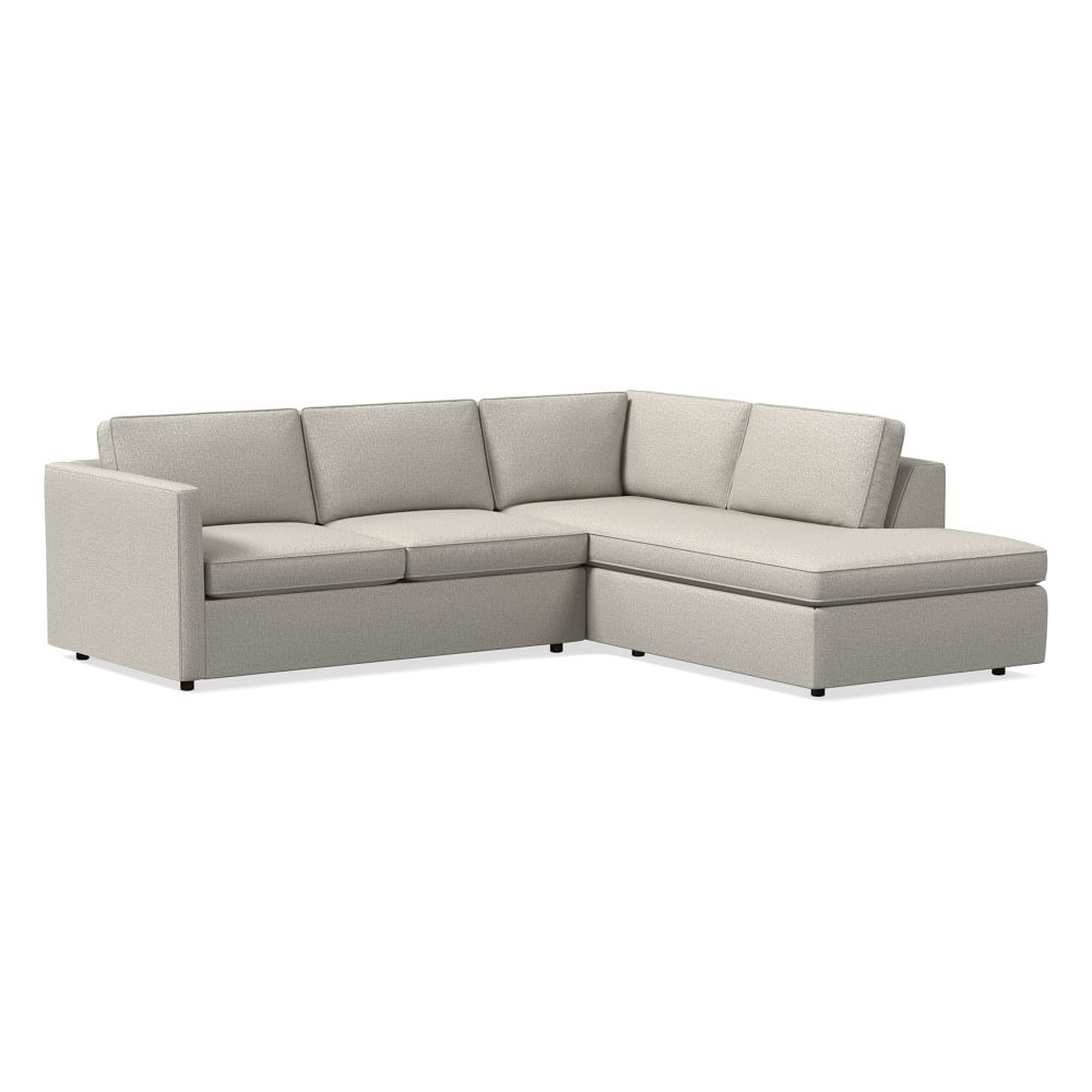 Harris Sectional Set 09: LA 65" Sofa, RA Terminal Chaise, Poly , Twill, Dove, Concealed Supports - West Elm
