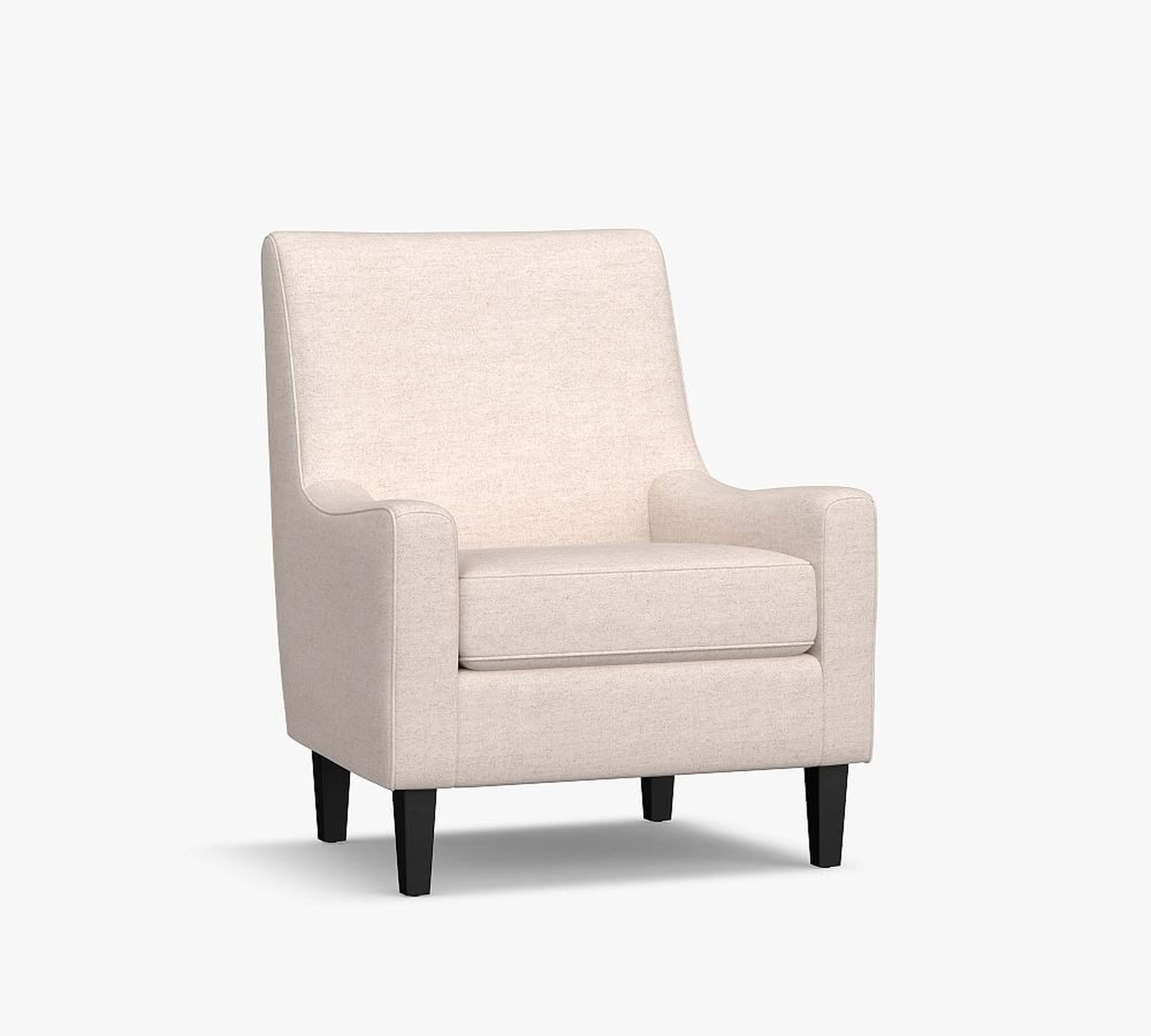 SoMa Isaac Upholstered Armchair, Polyester Wrapped Cushions, Classic Basketweave Linen - Pottery Barn