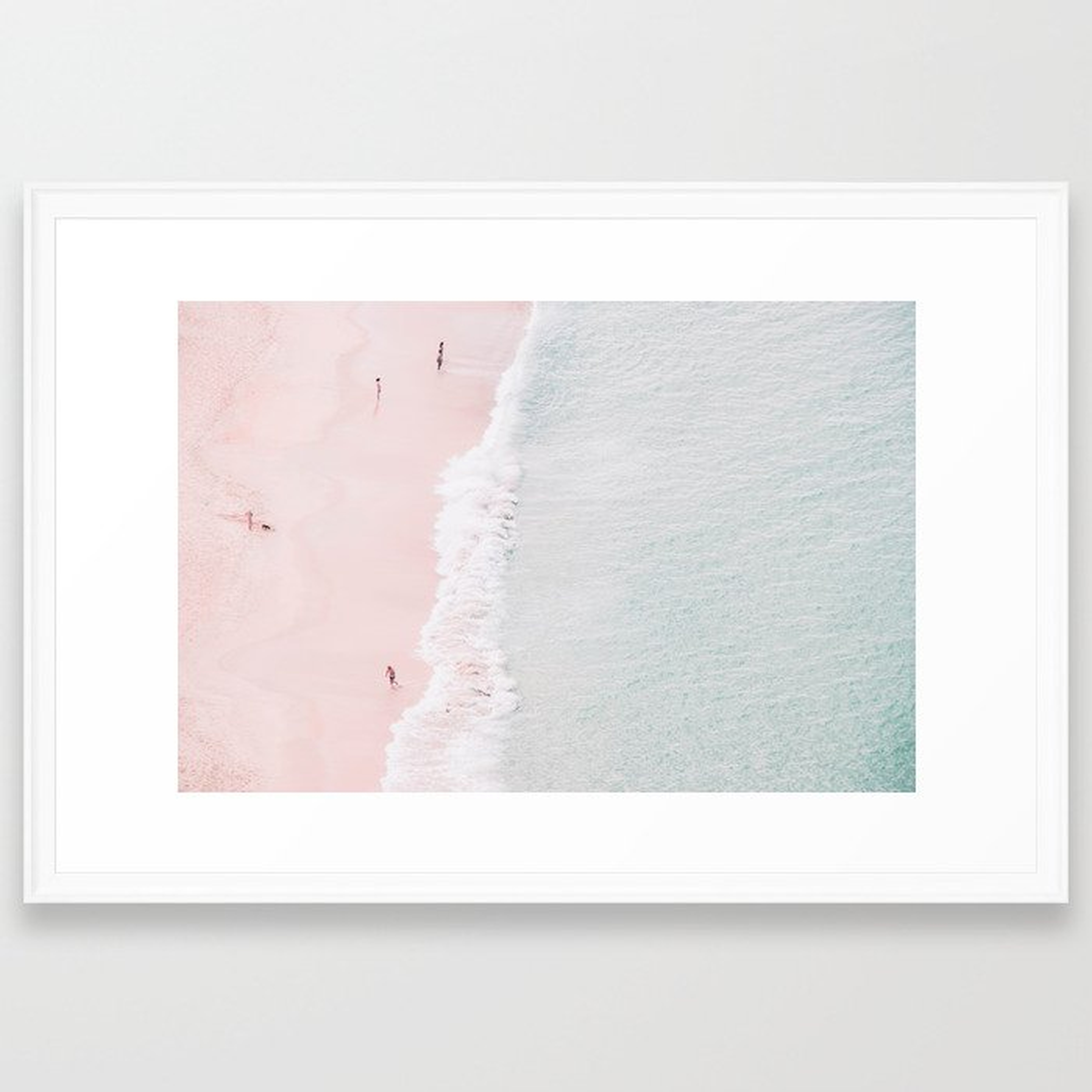 Aerial Pink Beach Print - Pastel - Ocean - Sea - Travel Photography Framed Art Print by Ingrid Beddoes Photography - Scoop White - Large 24" x 36"-26x38 - Society6