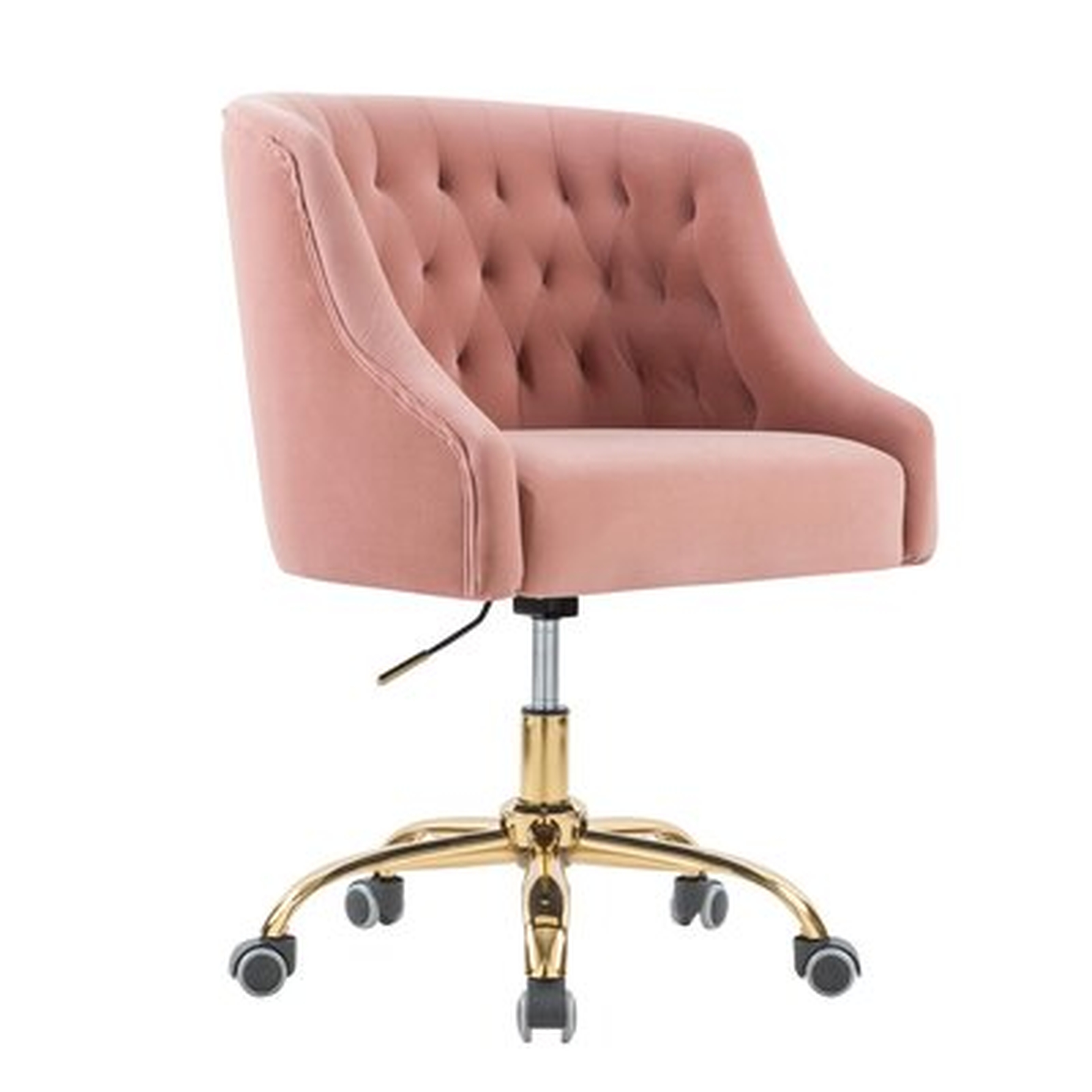 Modern Velvet Home Office Chair, Adjustable Leisure Swivel Desk Chairs With High Back 360 Degree Castor Gold Wheels For Living Room/bedroom/office - Wayfair