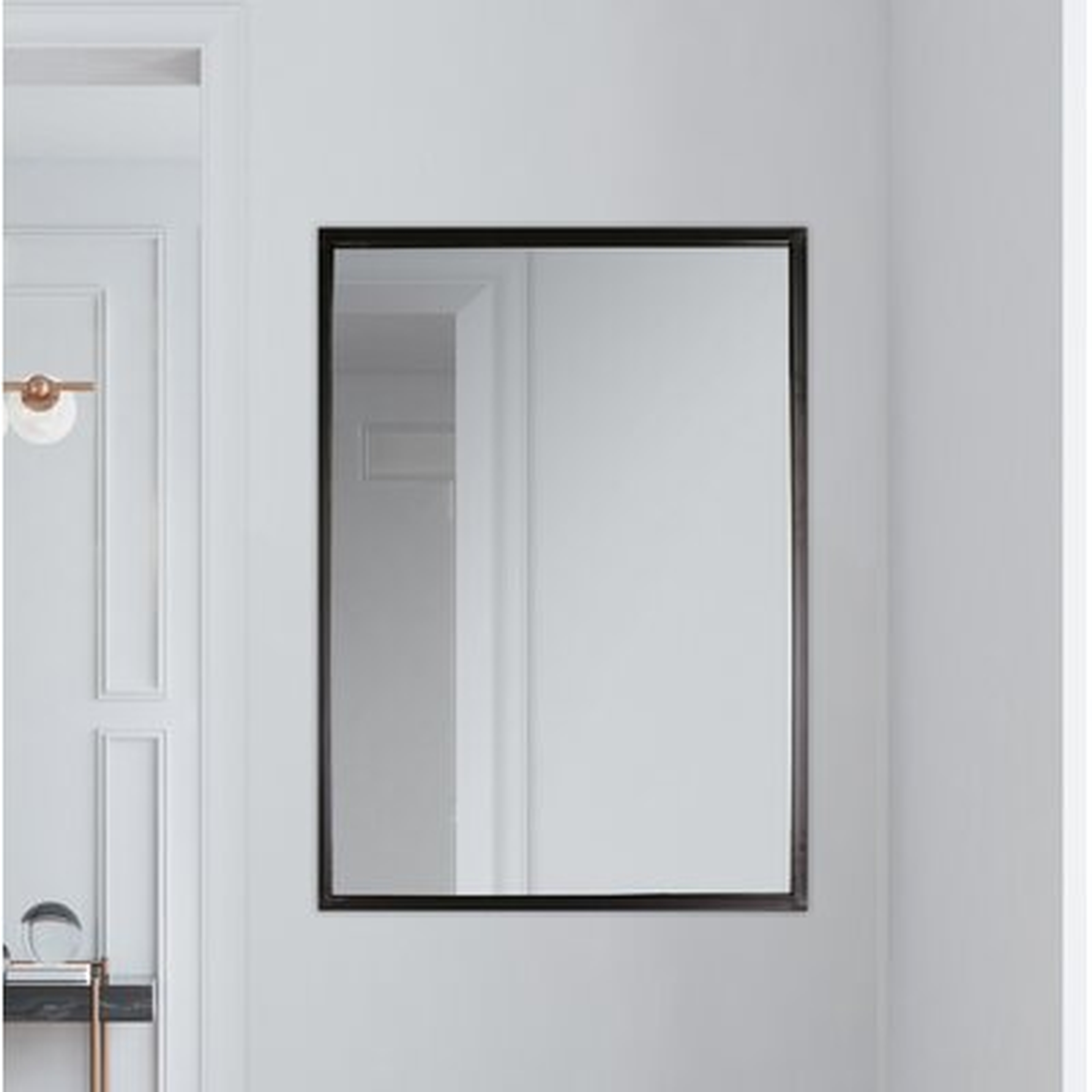 35"X24" Framed Vanity Wall Mirror Black Rectangle Hanging Modern Industrial Large Long Metal Mirrors For Bathroom Entryway - Wayfair