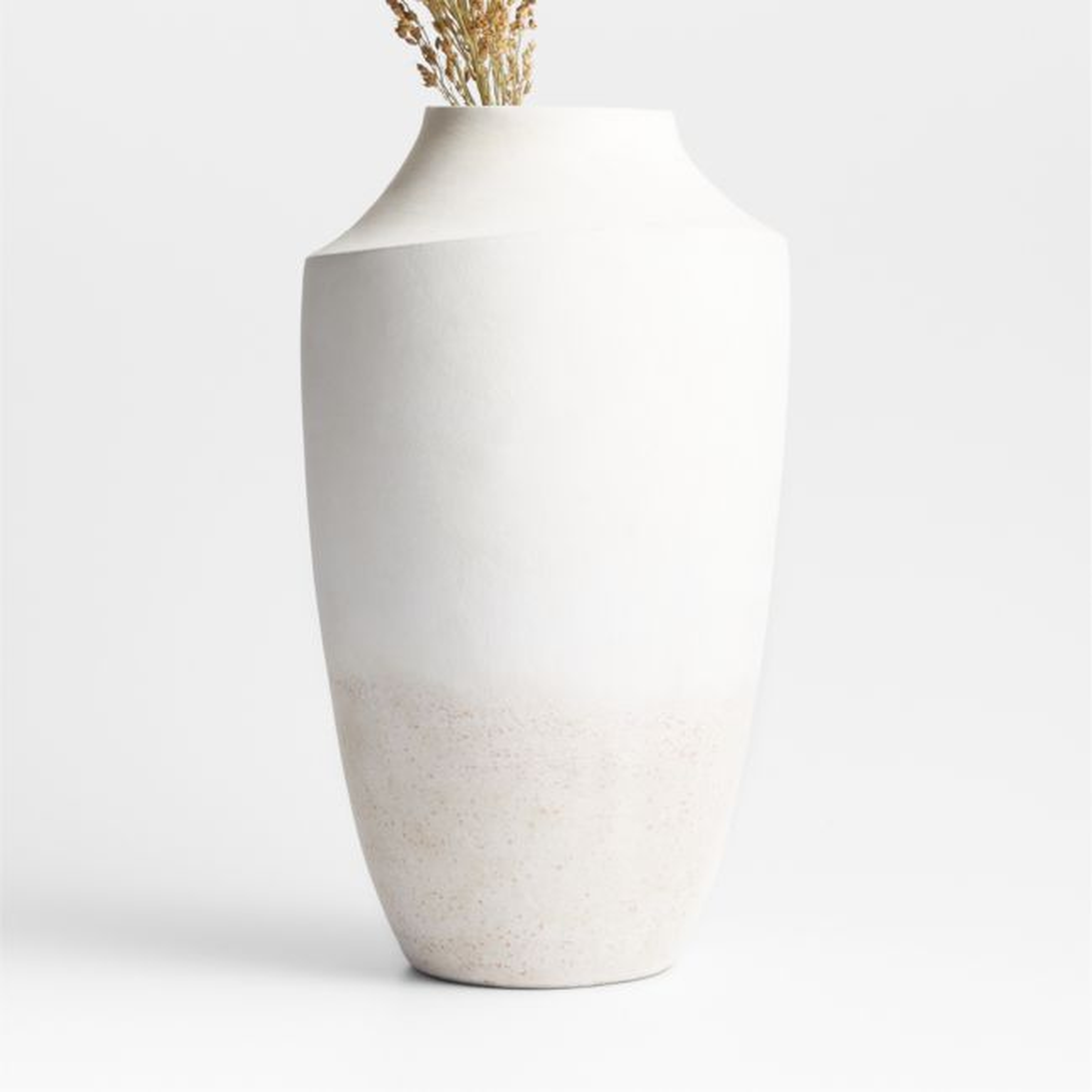 Slope White Ceramic Vase 17" - Crate and Barrel